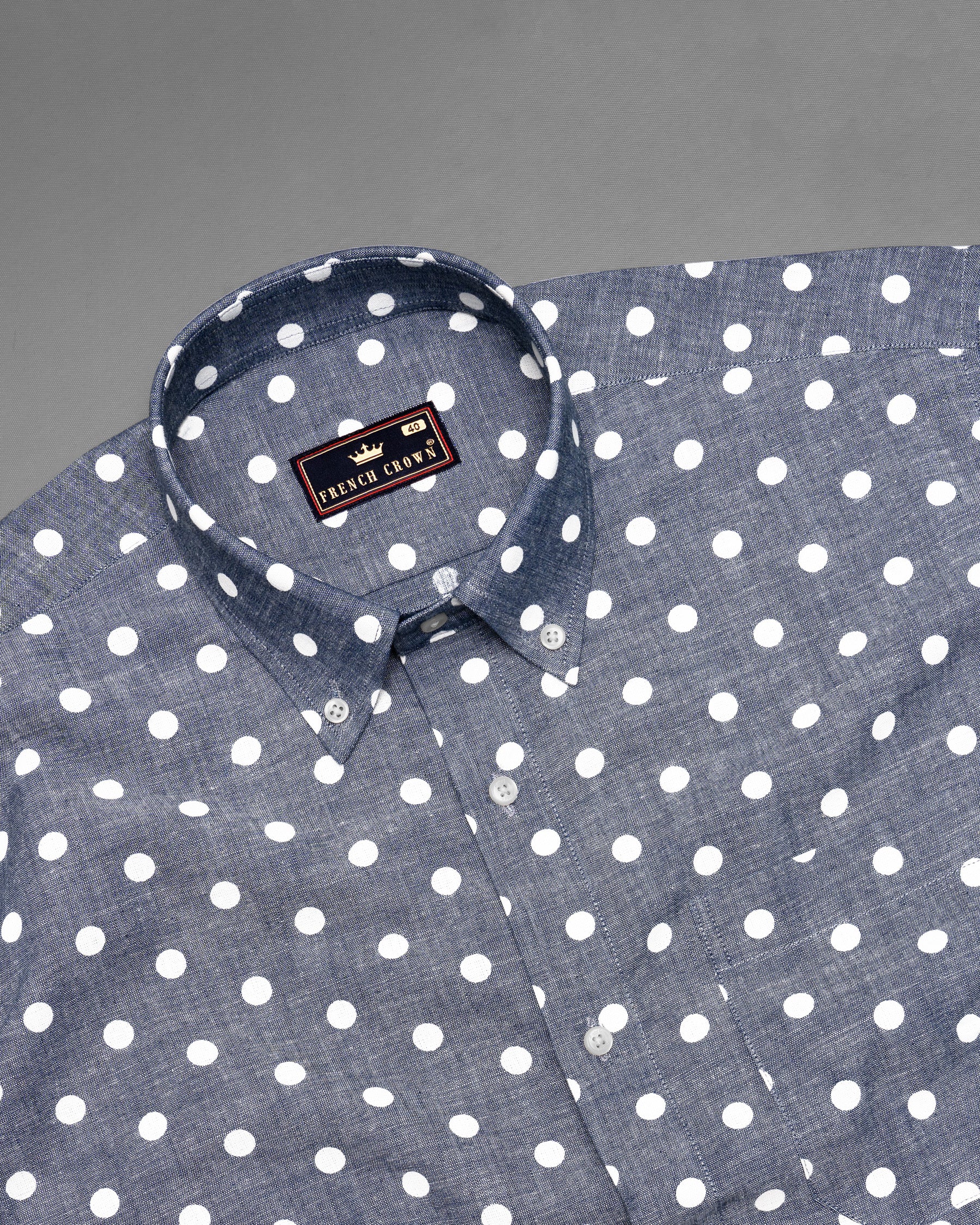 Denim Gray Polka Dotted Chambray Premium Cotton Shirt 5332-BD-38, 5332-BD-H-38, 5332-BD-39, 5332-BD-H-39, 5332-BD-40, 5332-BD-H-40, 5332-BD-42, 5332-BD-H-42, 5332-BD-44, 5332-BD-H-44, 5332-BD-46, 5332-BD-H-46, 5332-BD-48, 5332-BD-H-48, 5332-BD-50, 5332-BD-H-50, 5332-BD-52, 5332-BD-H-52