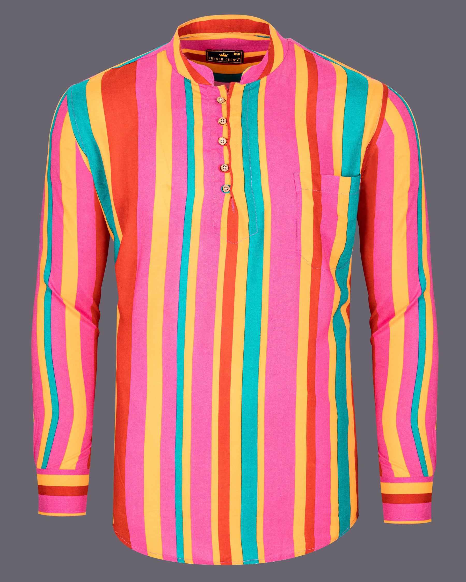 Persian Pink and Rajah Multicolour Striped Premium Tencel Kurta Shirt 5390-KS-38, 5390-KS-H-38, 5390-KS-39, 5390-KS-H-39, 5390-KS-40, 5390-KS-H-40, 5390-KS-42, 5390-KS-H-42, 5390-KS-44, 5390-KS-H-44, 5390-KS-46, 5390-KS-H-46, 5390-KS-48, 5390-KS-H-48, 5390-KS-50, 5390-KS-H-50, 5390-KS-52, 5390-KS-H-52