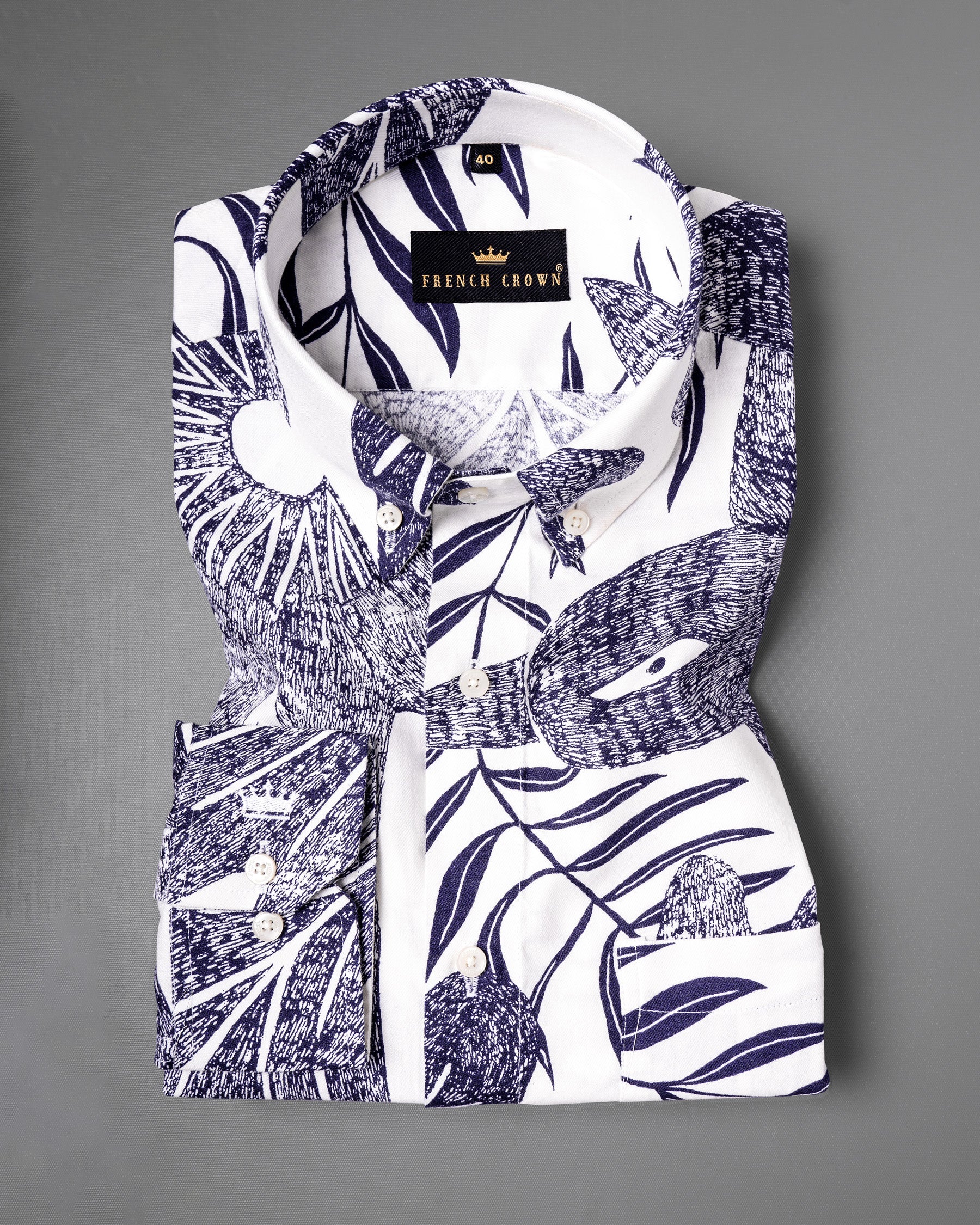 Bright White and Minsk Blue Giant Bird Printed Premium Cotton Shirt 5440-BD-38, 5440-BD-H-38, 5440-BD-39, 5440-BD-H-39, 5440-BD-40, 5440-BD-H-40, 5440-BD-42, 5440-BD-H-42, 5440-BD-44, 5440-BD-H-44, 5440-BD-46, 5440-BD-H-46, 5440-BD-48, 5440-BD-H-48, 5440-BD-50, 5440-BD-H-50, 5440-BD-52, 5440-BD-H-52