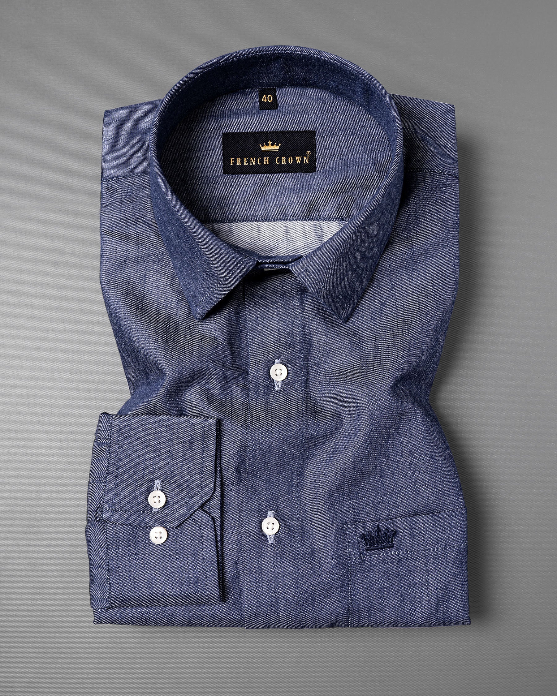 Denim Blue Chambray Premium Cotton Shirt 5449-38, 5449-H-38, 5449-39, 5449-H-39, 5449-40, 5449-H-40, 5449-42, 5449-H-42, 5449-44, 5449-H-44, 5449-46, 5449-H-46, 5449-48, 5449-H-48, 5449-50, 5449-H-50, 5449-52, 5449-H-52