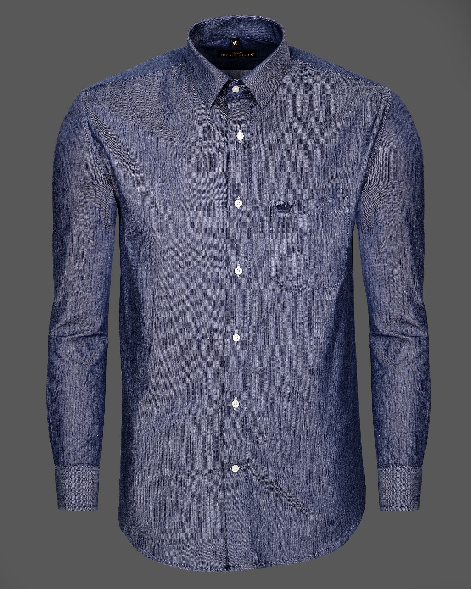 Denim Blue Chambray Premium Cotton Shirt 5449-38, 5449-H-38, 5449-39, 5449-H-39, 5449-40, 5449-H-40, 5449-42, 5449-H-42, 5449-44, 5449-H-44, 5449-46, 5449-H-46, 5449-48, 5449-H-48, 5449-50, 5449-H-50, 5449-52, 5449-H-52