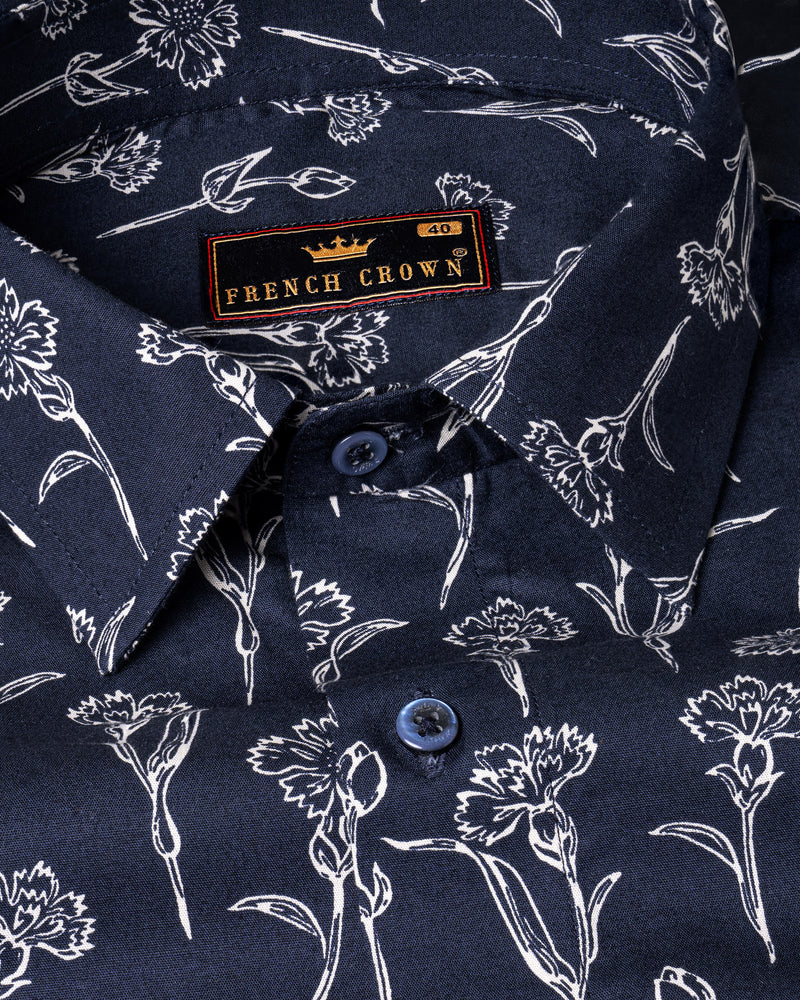 Navy Blue Floral Printed Premium Cotton Shirt 5535-BLE-38, 5535-BLE-H-38, 5535-BLE-39, 5535-BLE-H-39, 5535-BLE-40, 5535-BLE-H-40, 5535-BLE-42, 5535-BLE-H-42, 5535-BLE-44, 5535-BLE-H-44, 5535-BLE-46, 5535-BLE-H-46, 5535-BLE-48, 5535-BLE-H-48, 5535-BLE-50, 5535-BLE-H-50, 5535-BLE-52, 5535-BLE-H-52