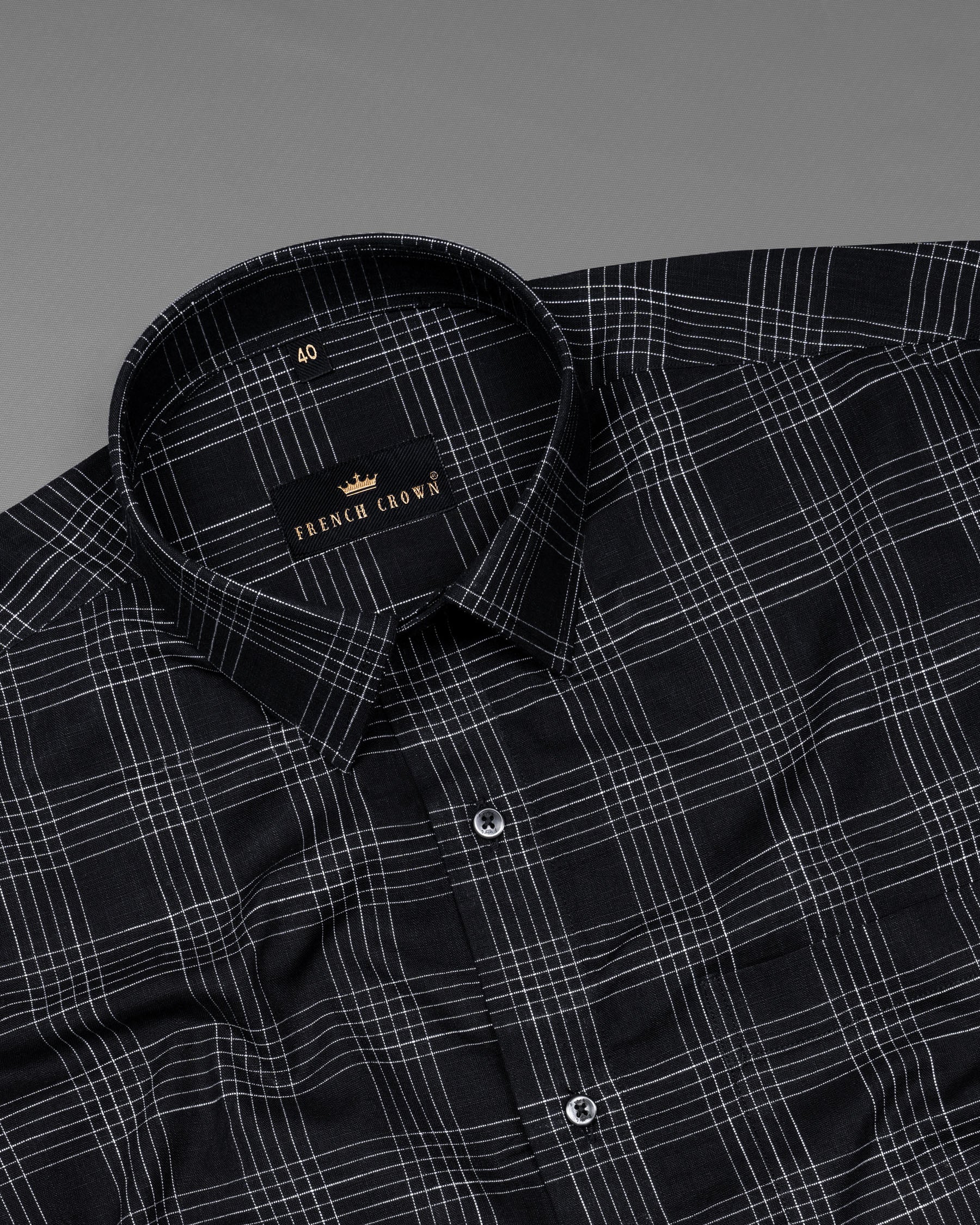 Jade Black Plaid Luxurious Linen Shirt 5593-BLK-38, 5593-BLK-H-38, 5593-BLK-39, 5593-BLK-H-39, 5593-BLK-40, 5593-BLK-H-40, 5593-BLK-42, 5593-BLK-H-42, 5593-BLK-44, 5593-BLK-H-44, 5593-BLK-46, 5593-BLK-H-46, 5593-BLK-48, 5593-BLK-H-48, 5593-BLK-50, 5593-BLK-H-50, 5593-BLK-52, 5593-BLK-H-52