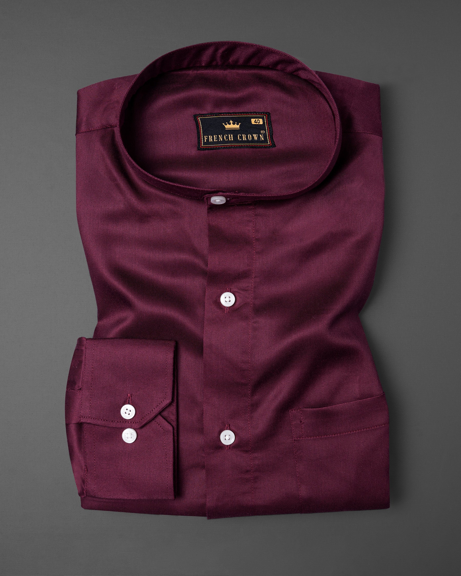 Burgundy Mandarin Collar Tencel Shirt 5625-M-38, 5625-M-H-38, 5625-M-39, 5625-M-H-39, 5625-M-40, 5625-M-H-40, 5625-M-42, 5625-M-H-42, 5625-M-44, 5625-M-H-44, 5625-M-46, 5625-M-H-46, 5625-M-48, 5625-M-H-48, 5625-M-50, 5625-M-H-50, 5625-M-52, 5625-M-H-52