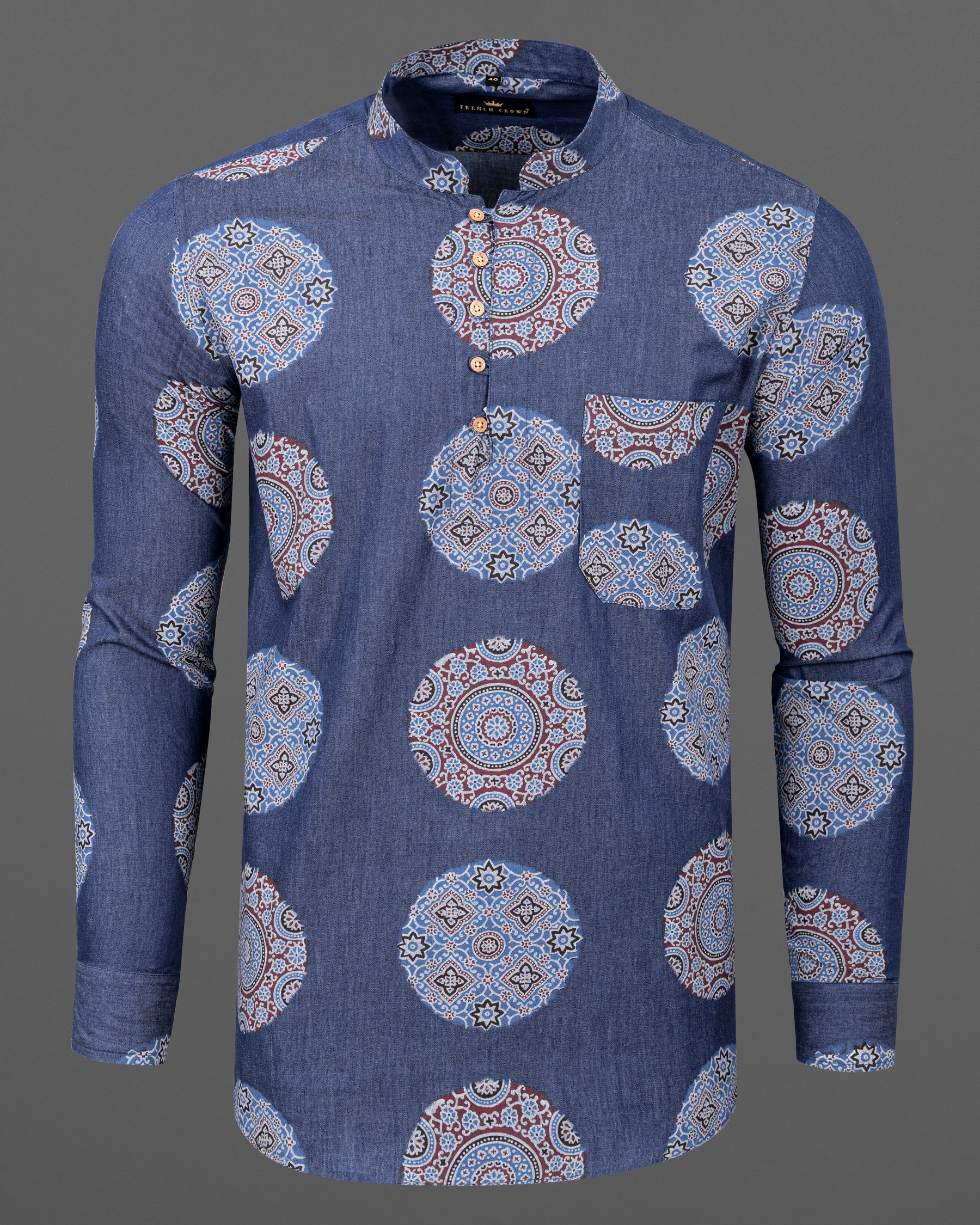 Fiord Blue Chambray Premium Cotton Kurta Shirt 5651-KS-38, 5651-KS-H-38, 5651-KS-39, 5651-KS-H-39, 5651-KS-40, 5651-KS-H-40, 5651-KS-42, 5651-KS-H-42, 5651-KS-44, 5651-KS-H-44, 5651-KS-46, 5651-KS-H-46, 5651-KS-48, 5651-KS-H-48, 5651-KS-50, 5651-KS-H-50, 5651-KS-52, 5651-KS-H-52