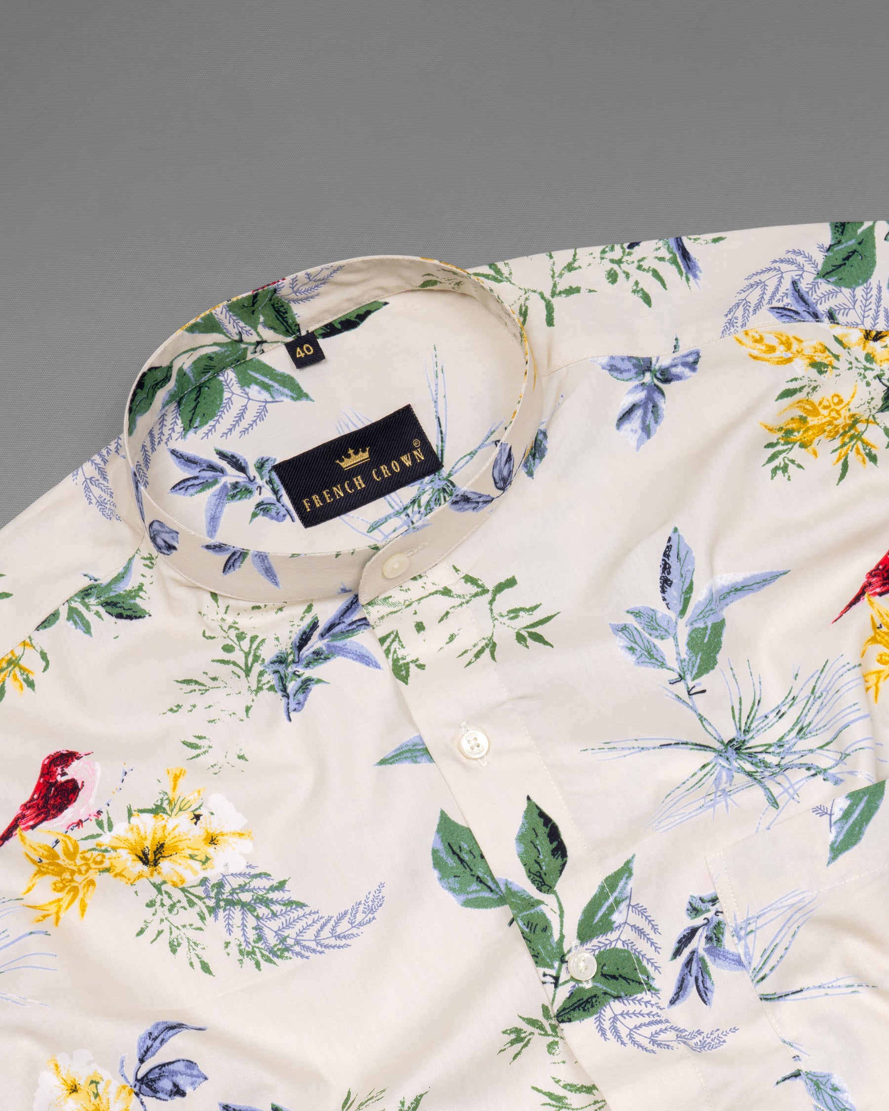 Pearl Bush Cream Sparrow Printed Premium Cotton Shirt 5699-M-38, 5699-M-H-38, 5699-M-39, 5699-M-H-39, 5699-M-40, 5699-M-H-40, 5699-M-42, 5699-M-H-42, 5699-M-44, 5699-M-H-44, 5699-M-46, 5699-M-H-46, 5699-M-48, 5699-M-H-48, 5699-M-50, 5699-M-H-50, 5699-M-52, 5699-M-H-52