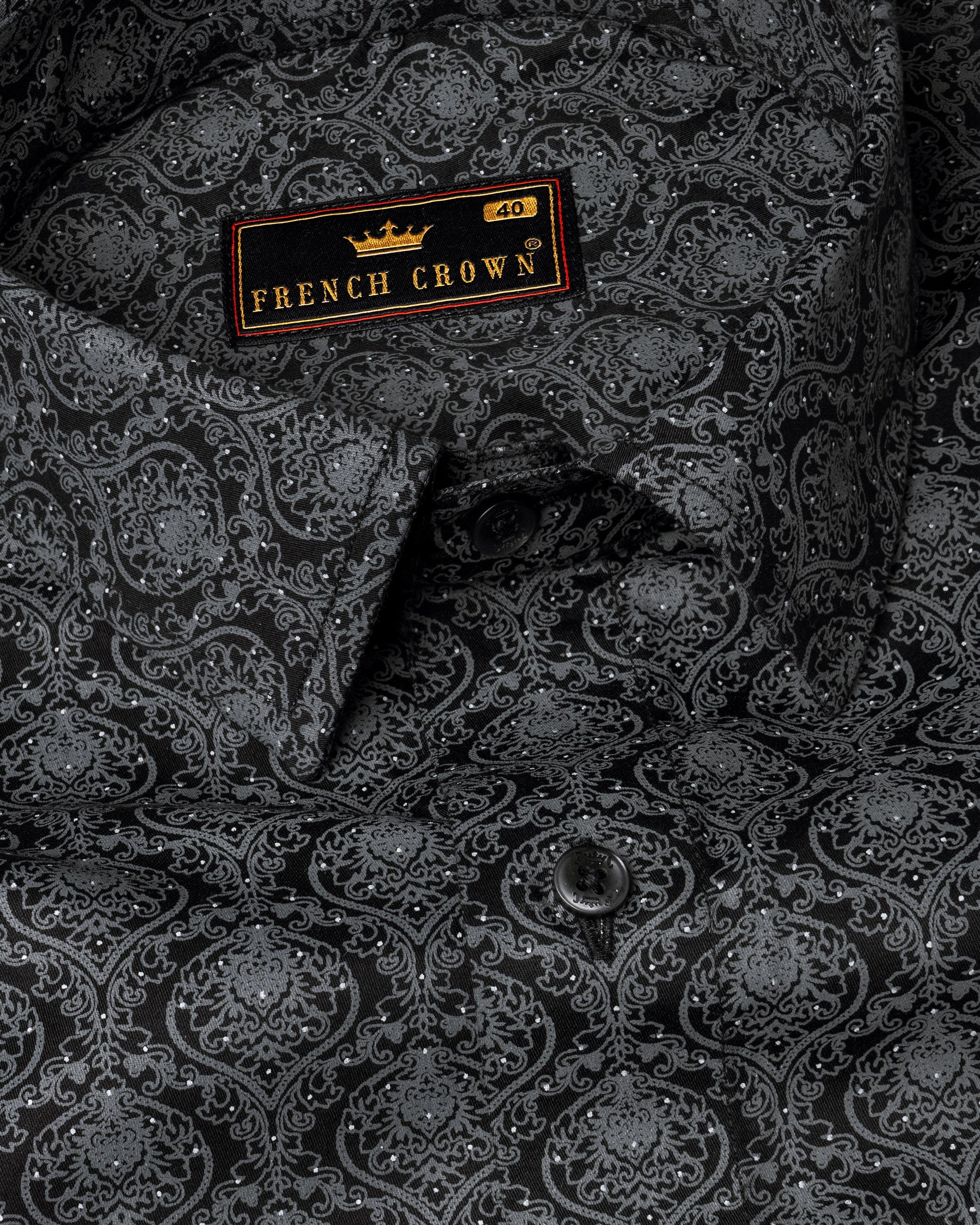 Jade Black Butta Print Premium Cotton Shirt 5807-BLK-38, 5807-BLK-H-38, 5807-BLK-39, 5807-BLK-H-39, 5807-BLK-40, 5807-BLK-H-40, 5807-BLK-42, 5807-BLK-H-42, 5807-BLK-44, 5807-BLK-H-44, 5807-BLK-46, 5807-BLK-H-46, 5807-BLK-48, 5807-BLK-H-48, 5807-BLK-50, 5807-BLK-H-50, 5807-BLK-52, 5807-BLK-H-52