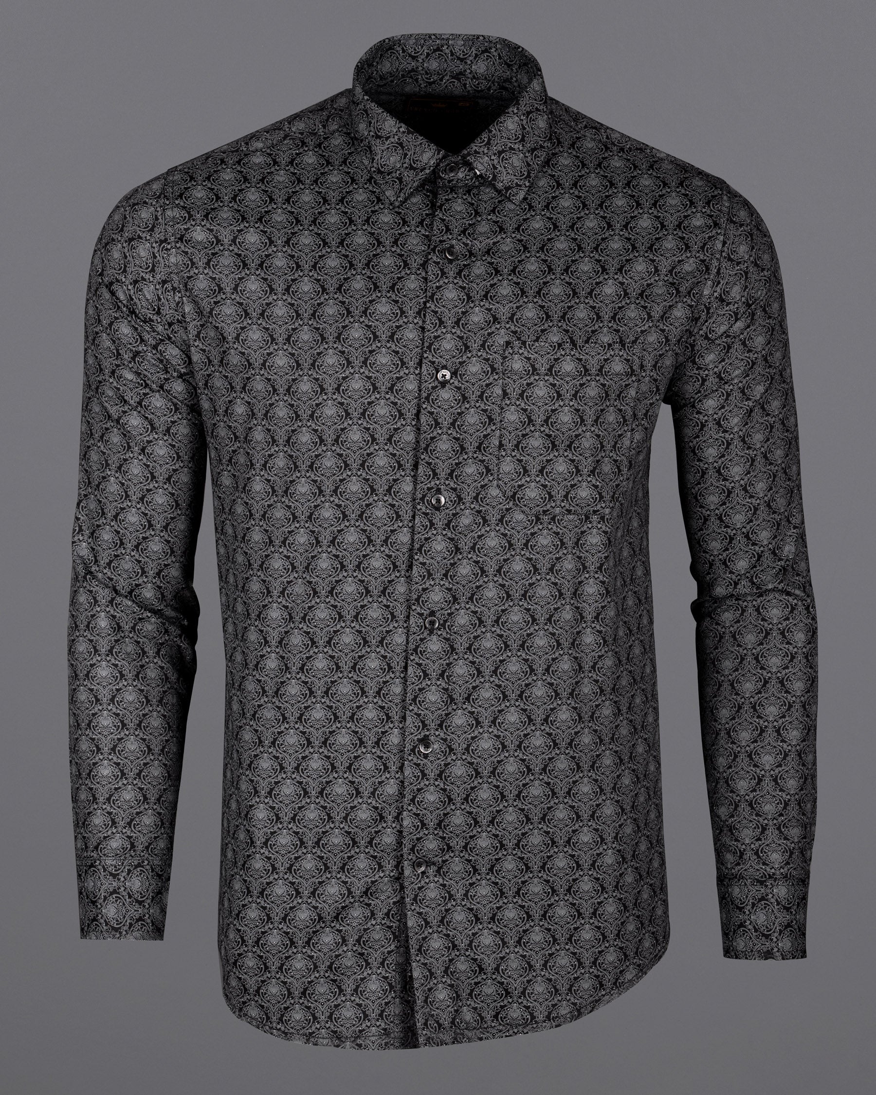 Jade Black Butta Print Premium Cotton Shirt 5807-BLK-38, 5807-BLK-H-38, 5807-BLK-39, 5807-BLK-H-39, 5807-BLK-40, 5807-BLK-H-40, 5807-BLK-42, 5807-BLK-H-42, 5807-BLK-44, 5807-BLK-H-44, 5807-BLK-46, 5807-BLK-H-46, 5807-BLK-48, 5807-BLK-H-48, 5807-BLK-50, 5807-BLK-H-50, 5807-BLK-52, 5807-BLK-H-52