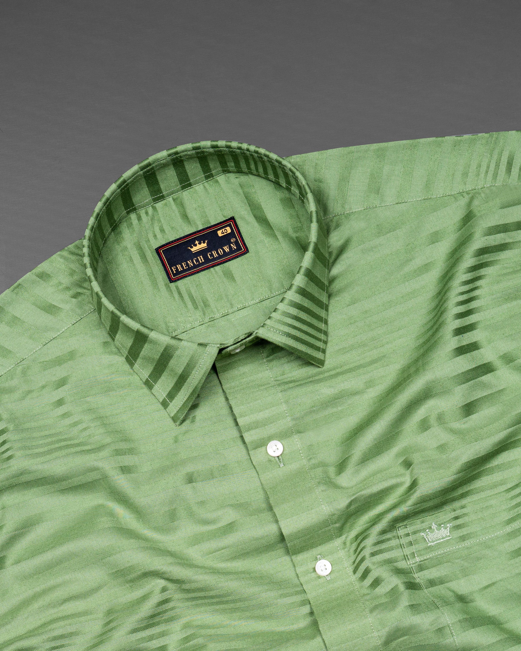 Olivin with Chalet Green Striped Dobby Premium Giza Cotton Shirt 5815-38, 5815-H-38, 5815-39, 5815-H-39, 5815-40, 5815-H-40, 5815-42, 5815-H-42, 5815-44, 5815-H-44, 5815-46, 5815-H-46, 5815-48, 5815-H-48, 5815-50, 5815-H-50, 5815-52, 5815-H-52