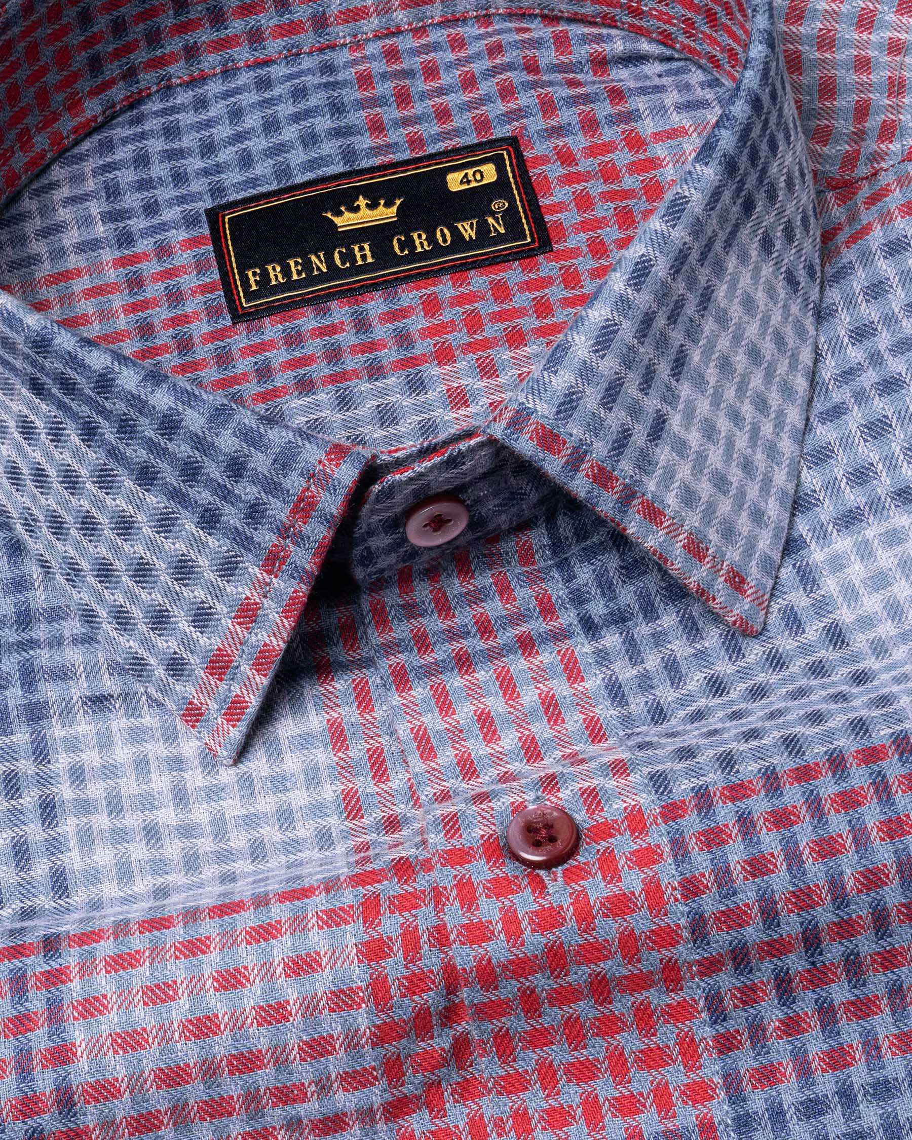 Cloud Burst Blue and Carmine Red Twill Plaid Premium Cotton Shirt 5895-MN-38, 5895-MN-H-38, 5895-MN-39, 5895-MN-H-39, 5895-MN-40, 5895-MN-H-40, 5895-MN-42, 5895-MN-H-42, 5895-MN-44, 5895-MN-H-44, 5895-MN-46, 5895-MN-H-46, 5895-MN-48, 5895-MN-H-48, 5895-MN-50, 5895-MN-H-50, 5895-MN-52, 5895-MN-H-52