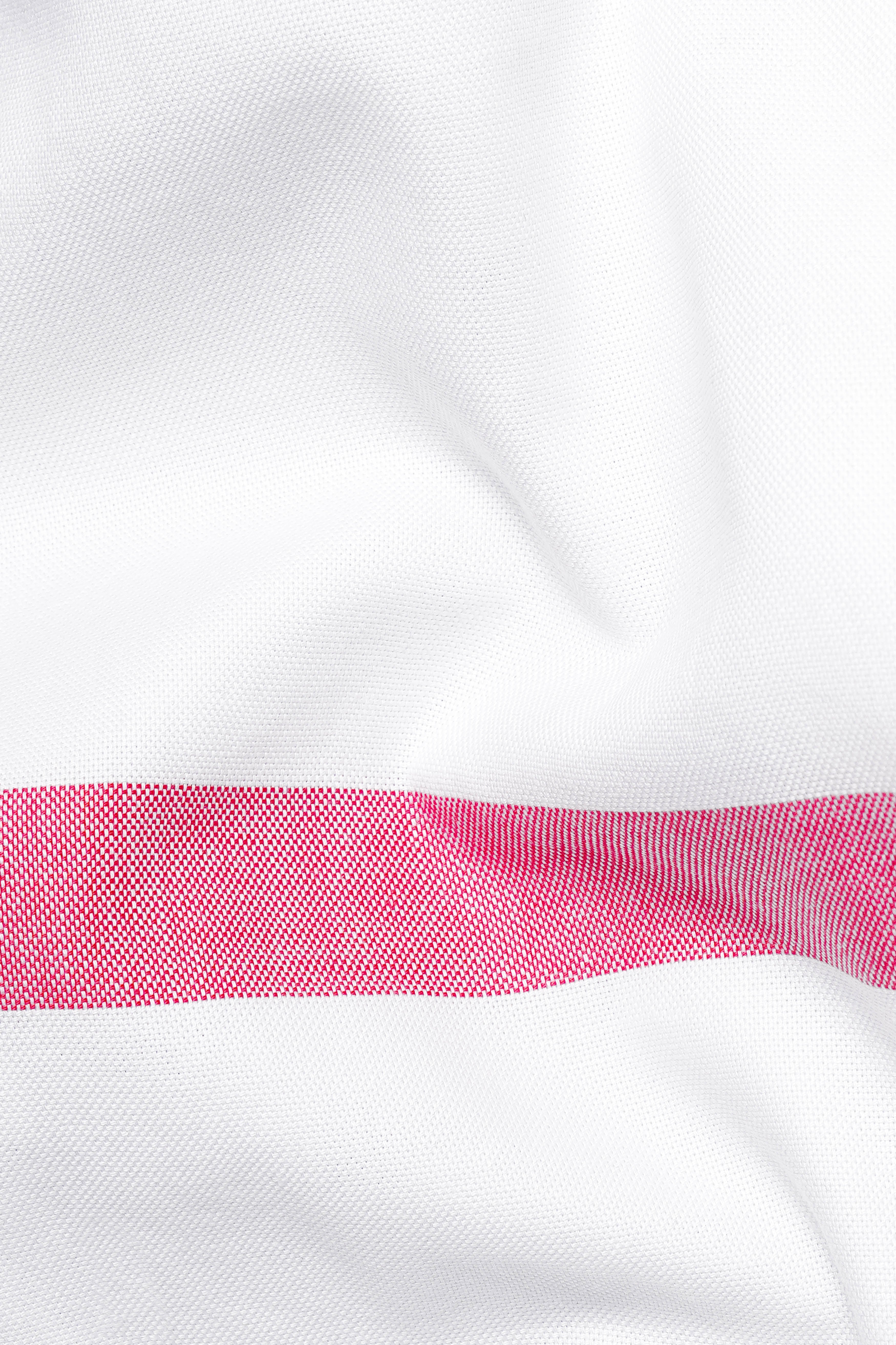 Bright White with Carnberry Pink and Heather Blue Striped Hand Painted Royal Oxford Designer Shirt