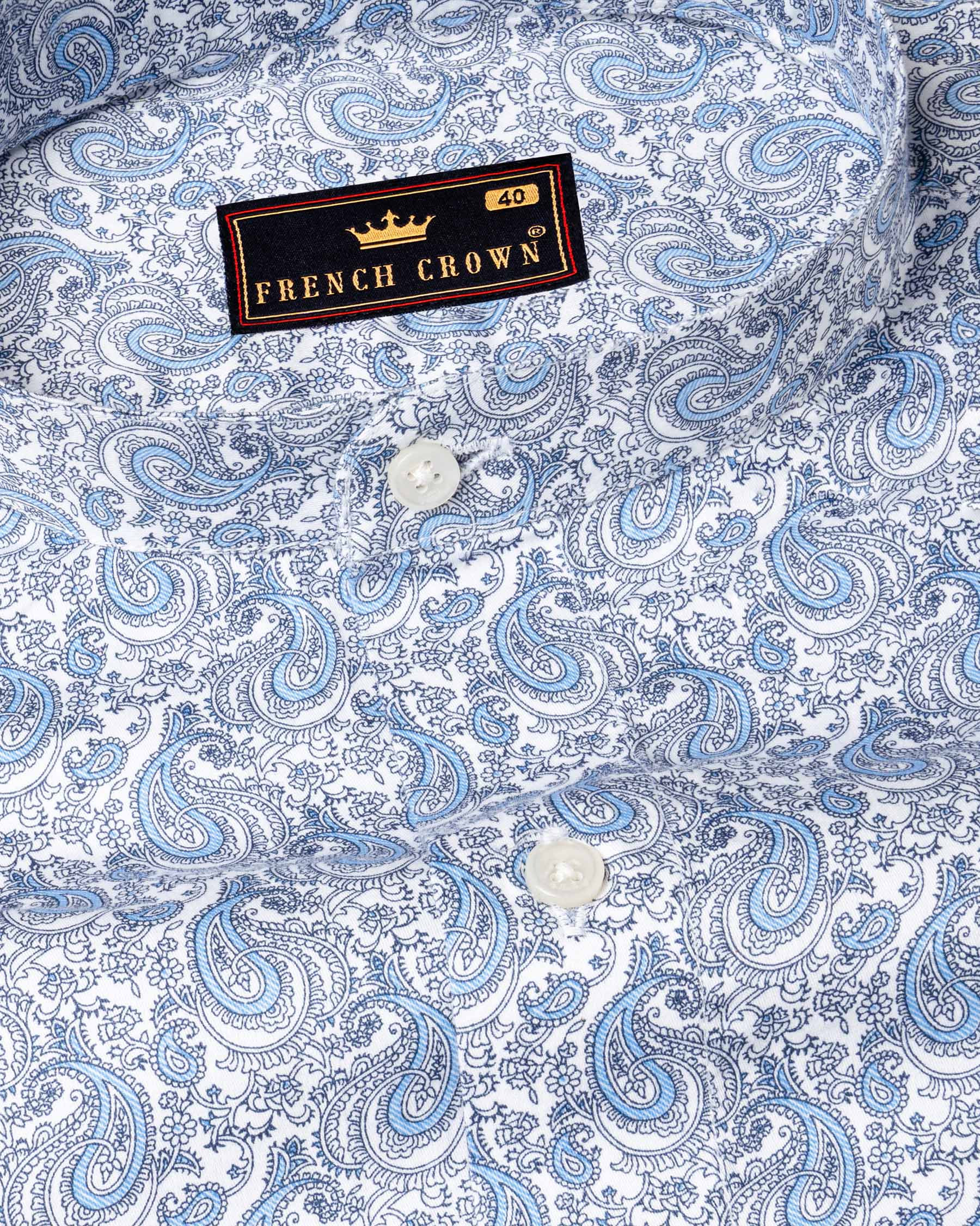 Bright White and Cornflower Blue Paisleys Printed Super Soft Premium Cotton Shirt 5908-M-38, 5908-M-H-38, 5908-M-39, 5908-M-H-39, 5908-M-40, 5908-M-H-40, 5908-M-42, 5908-M-H-42, 5908-M-44, 5908-M-H-44, 5908-M-46, 5908-M-H-46, 5908-M-48, 5908-M-H-48, 5908-M-50, 5908-M-H-50, 5908-M-52, 5908-M-H-52
