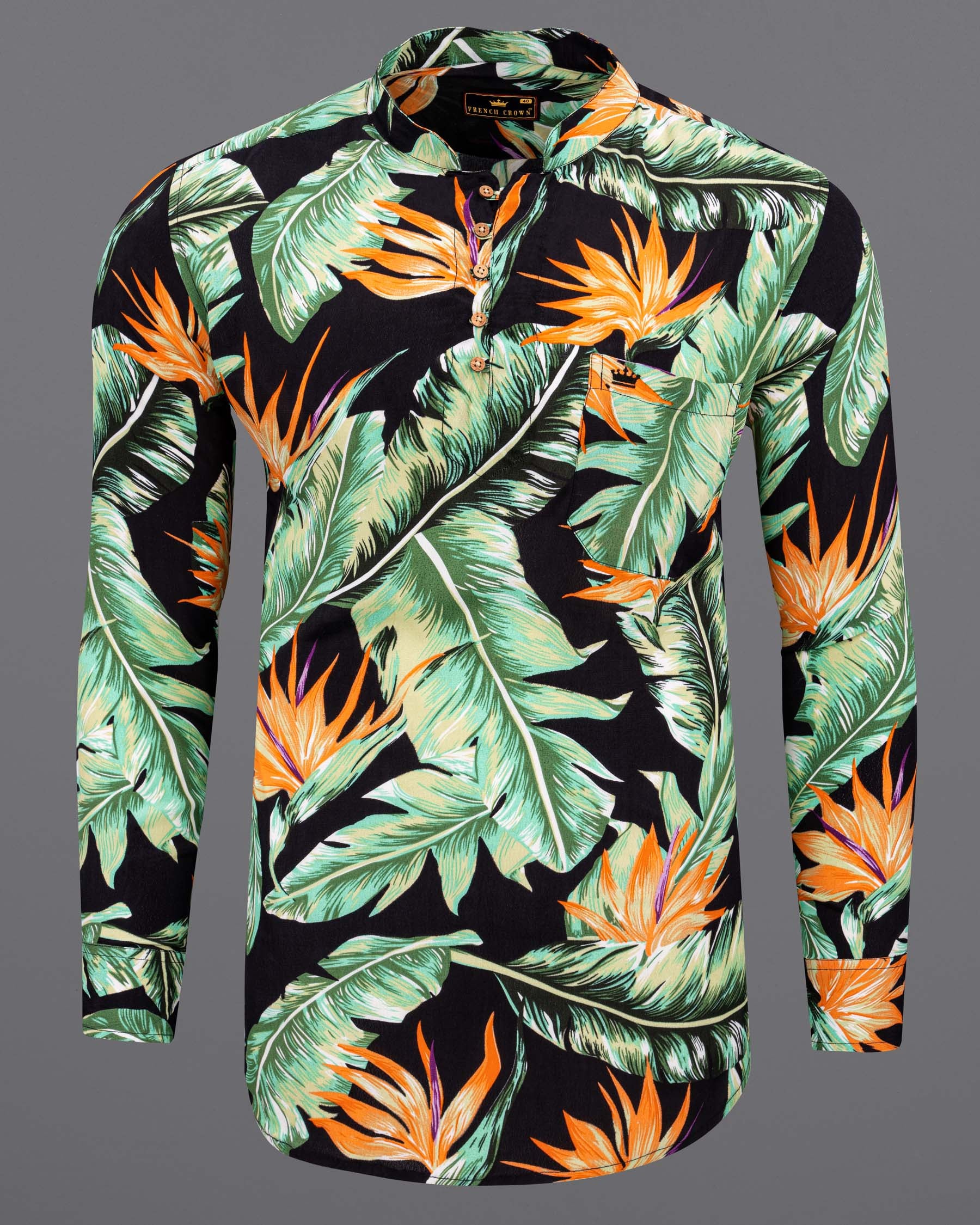 Jade Black Leaves Printed Tencel Premium Tencel Kurta Shirt 5909-KS-38, 5909-KS-H-38, 5909-KS-39, 5909-KS-H-39, 5909-KS-40, 5909-KS-H-40, 5909-KS-42, 5909-KS-H-42, 5909-KS-44, 5909-KS-H-44, 5909-KS-46, 5909-KS-H-46, 5909-KS-48, 5909-KS-H-48, 5909-KS-50, 5909-KS-H-50, 5909-KS-52, 5909-KS-H-52