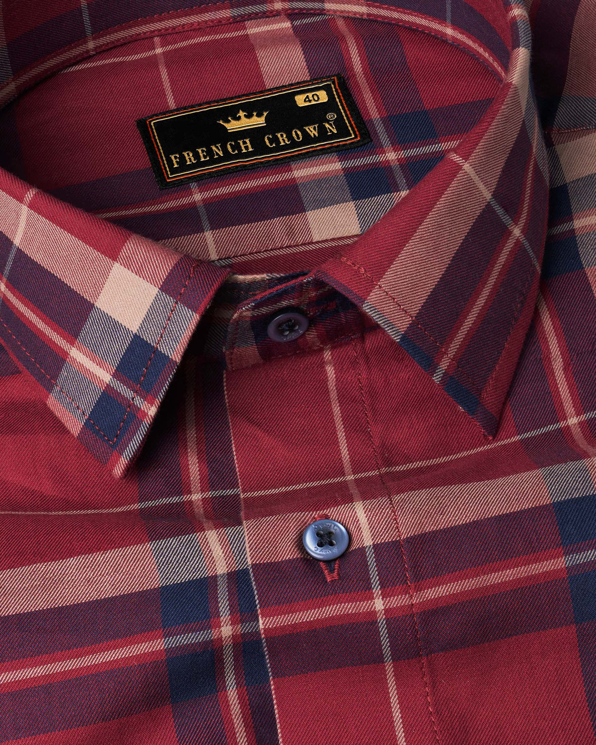 Scarlet Red Twill Plaid Premium Cotton Shirt 5973-BLE-38, 5973-BLE-H-38, 5973-BLE-39, 5973-BLE-H-39, 5973-BLE-40, 5973-BLE-H-40, 5973-BLE-42, 5973-BLE-H-42, 5973-BLE-44, 5973-BLE-H-44, 5973-BLE-46, 5973-BLE-H-46, 5973-BLE-48, 5973-BLE-H-48, 5973-BLE-50, 5973-BLE-H-50, 5973-BLE-52, 5973-BLE-H-52