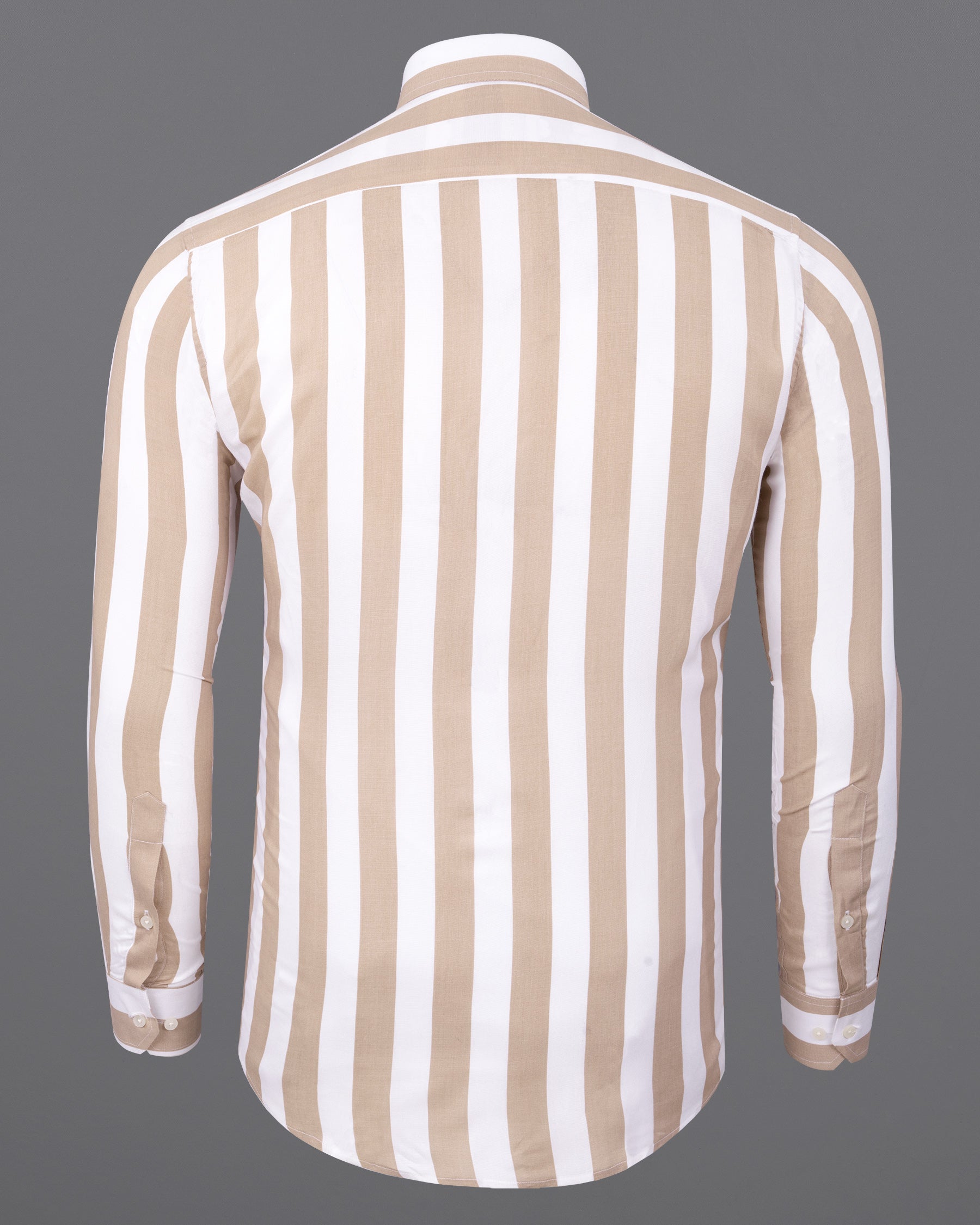 Clam Shell Brown and White Thick Striped Premium Tencel Shirt 6045-38, 6045-H-38, 6045-39, 6045-H-39, 6045-40, 6045-H-40, 6045-42, 6045-H-42, 6045-44, 6045-H-44, 6045-46, 6045-H-46, 6045-48, 6045-H-48, 6045-50, 6045-H-50, 6045-52, 6045-H-52