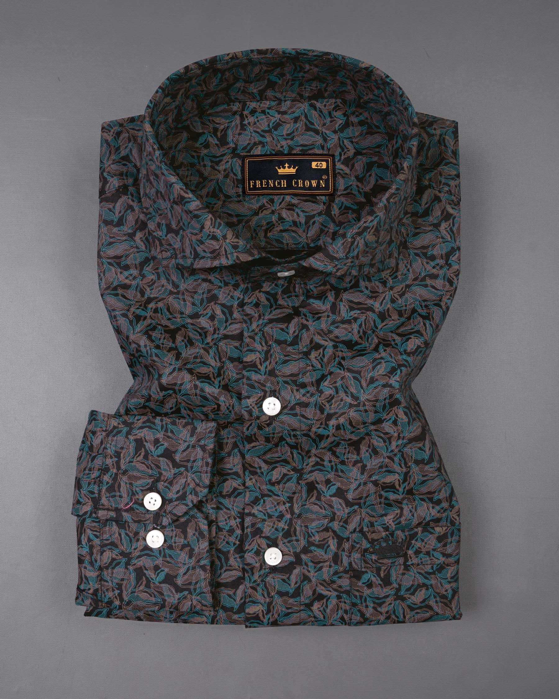 Jade Black Leaves Printed Super Soft Premium Cotton Shirt 6153-CA-38, 6153-CA-H-38, 6153-CA-39, 6153-CA-H-39, 6153-CA-40, 6153-CA-H-40, 6153-CA-42, 6153-CA-H-42, 6153-CA-44, 6153-CA-H-44, 6153-CA-46, 6153-CA-H-46, 6153-CA-48, 6153-CA-H-48, 6153-CA-50, 6153-CA-H-50, 6153-CA-52, 6153-CA-H-52