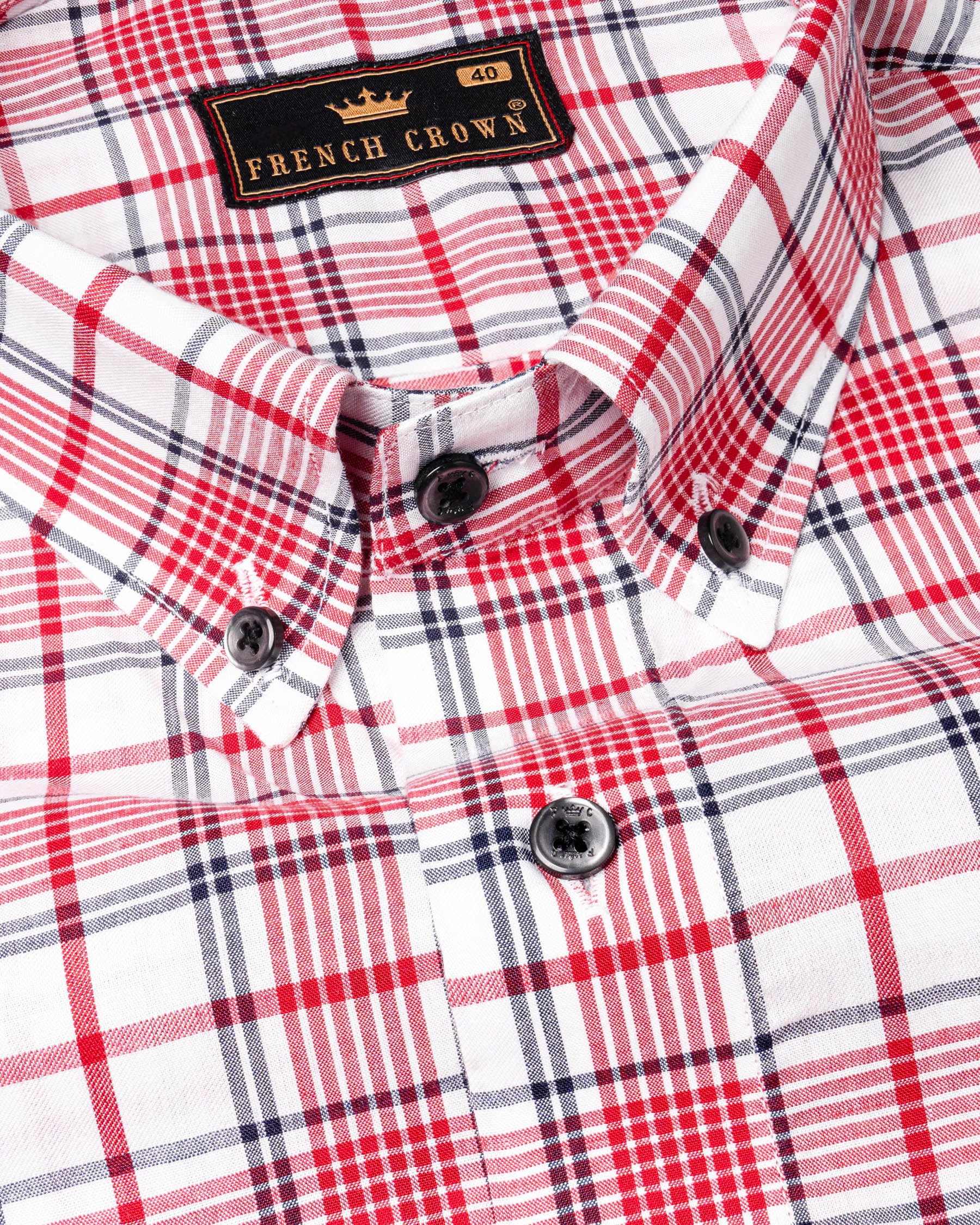 White and Monza Red Plaid Premium Cotton Shirt 6218-BD-BLK-38, 6218-BD-BLK-H-38, 6218-BD-BLK-39, 6218-BD-BLK-H-39, 6218-BD-BLK-40, 6218-BD-BLK-H-40, 6218-BD-BLK-42, 6218-BD-BLK-H-42, 6218-BD-BLK-44, 6218-BD-BLK-H-44, 6218-BD-BLK-46, 6218-BD-BLK-H-46, 6218-BD-BLK-48, 6218-BD-BLK-H-48, 6218-BD-BLK-50, 6218-BD-BLK-H-50, 6218-BD-BLK-52, 6218-BD-BLK-H-52