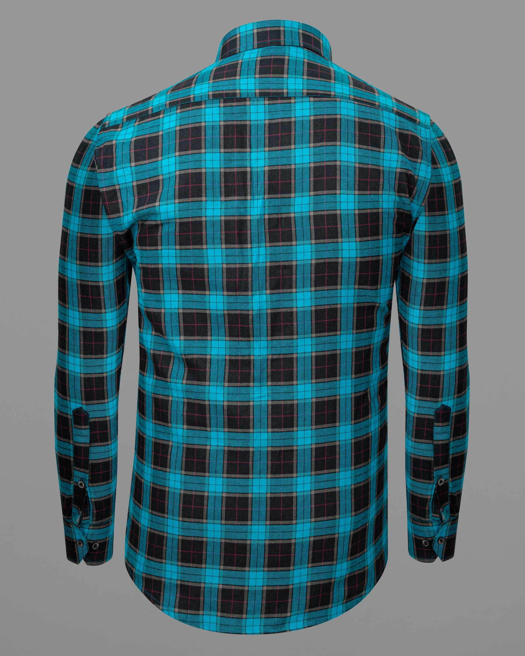 Artyclick Blue Twill Plaid Premium Cotton Shirt