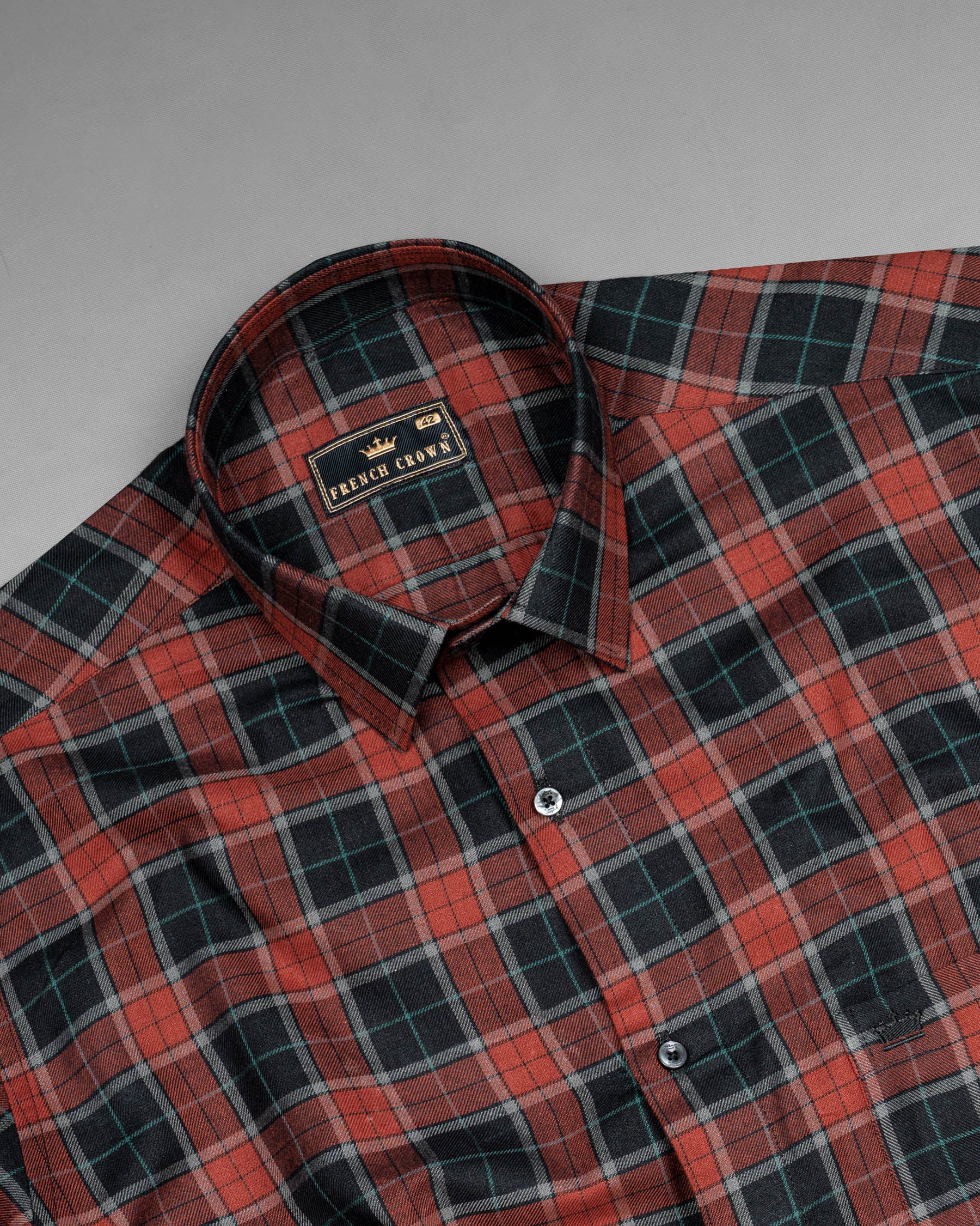 Shark Gray with Ironstone Brown Twill Plaid Premium Cotton Shirt 6355-BLK-38,6355-BLK-H-38,6355-BLK-39,6355-BLK-H-39,6355-BLK-40,6355-BLK-H-40,6355-BLK-42,6355-BLK-H-42,6355-BLK-44,6355-BLK-H-44,6355-BLK-46,6355-BLK-H-46,6355-BLK-48,6355-BLK-H-48,6355-BLK-50,6355-BLK-H-50,6355-BLK-52,6355-BLK-H-52