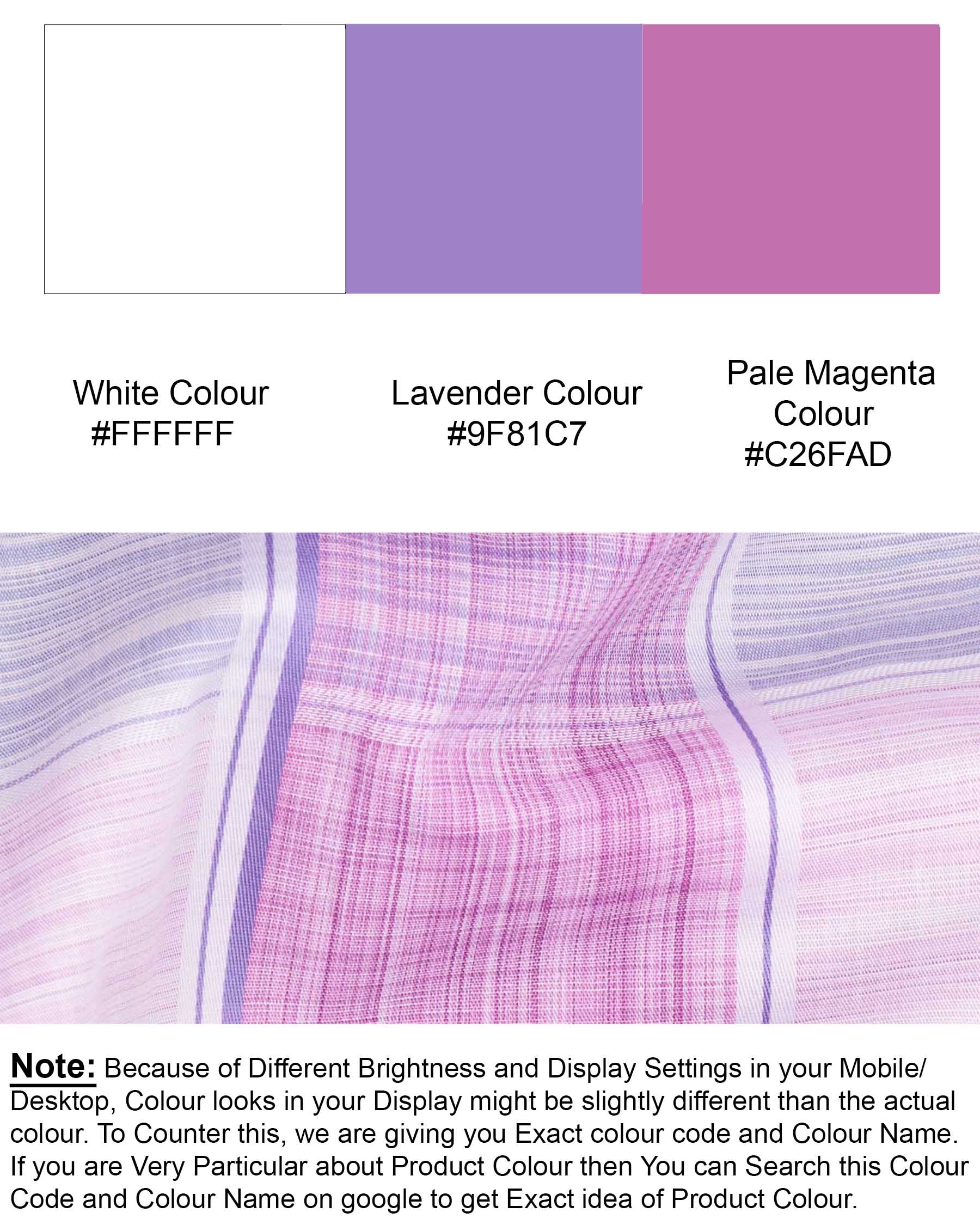 Bright White with Pale Magenta Windowpane Premium Cotton Shirt