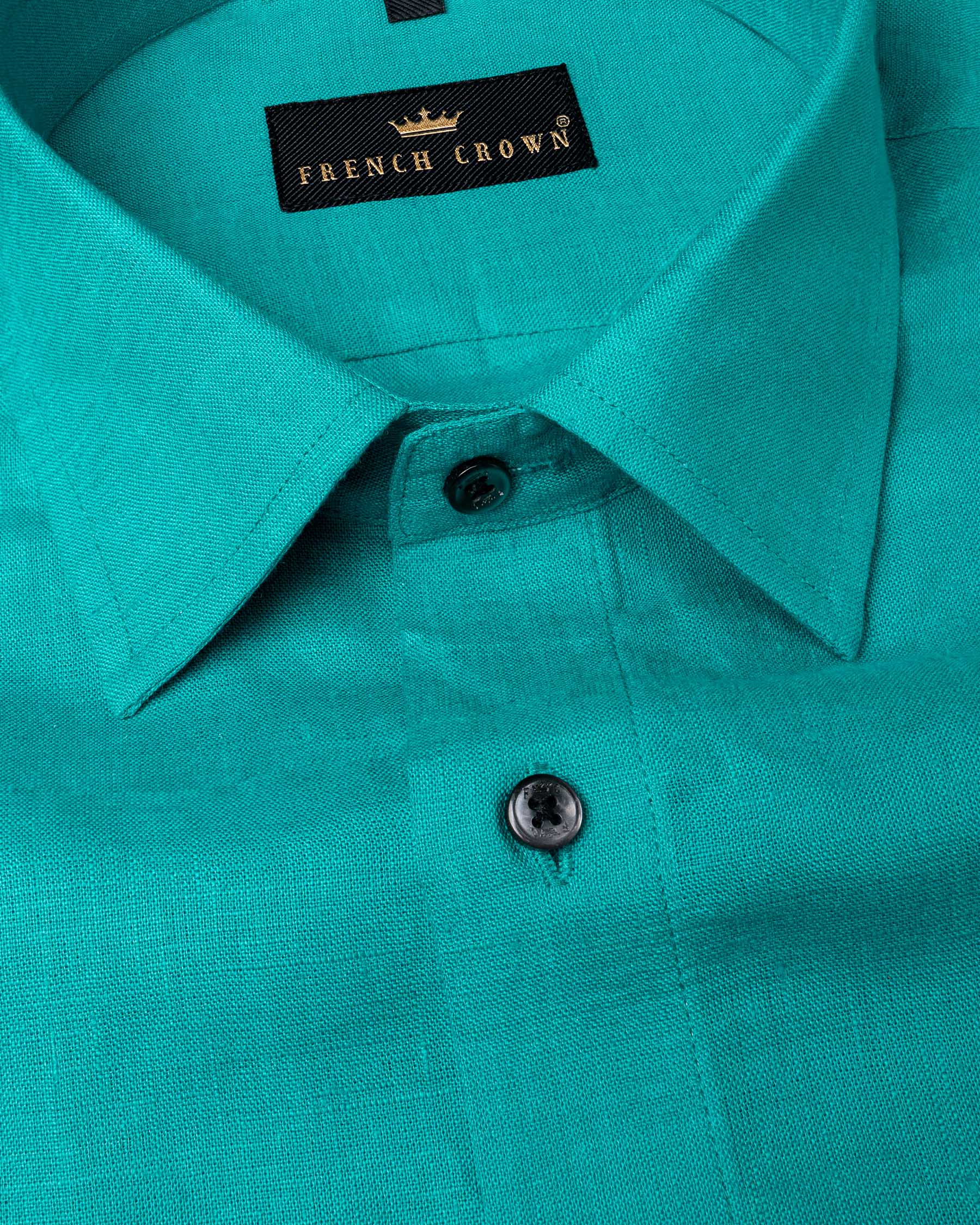 Dark Turquoise Luxurious Linen Shirt  6430-BLK-38, 6430-BLK-H-38, 6430-BLK-39, 6430-BLK-H-39, 6430-BLK-40, 6430-BLK-H-40, 6430-BLK-42, 6430-BLK-H-42, 6430-BLK-44, 6430-BLK-H-44, 6430-BLK-46, 6430-BLK-H-46, 6430-BLK-48, 6430-BLK-H-48, 6430-BLK-50, 6430-BLK-H-50, 6430-BLK-52, 6430-BLK-H-52