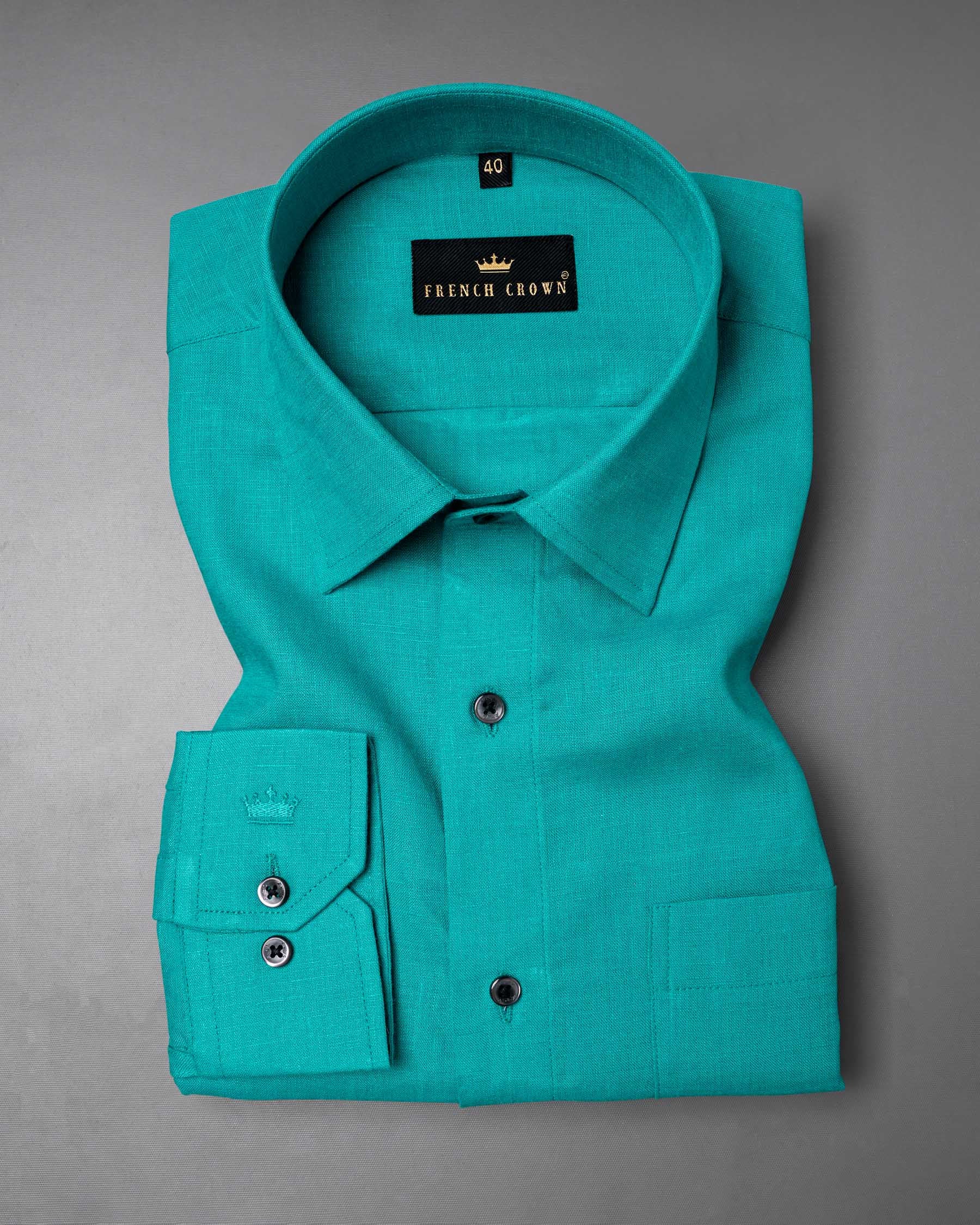 Dark Turquoise Luxurious Linen Shirt  6430-BLK-38, 6430-BLK-H-38, 6430-BLK-39, 6430-BLK-H-39, 6430-BLK-40, 6430-BLK-H-40, 6430-BLK-42, 6430-BLK-H-42, 6430-BLK-44, 6430-BLK-H-44, 6430-BLK-46, 6430-BLK-H-46, 6430-BLK-48, 6430-BLK-H-48, 6430-BLK-50, 6430-BLK-H-50, 6430-BLK-52, 6430-BLK-H-52