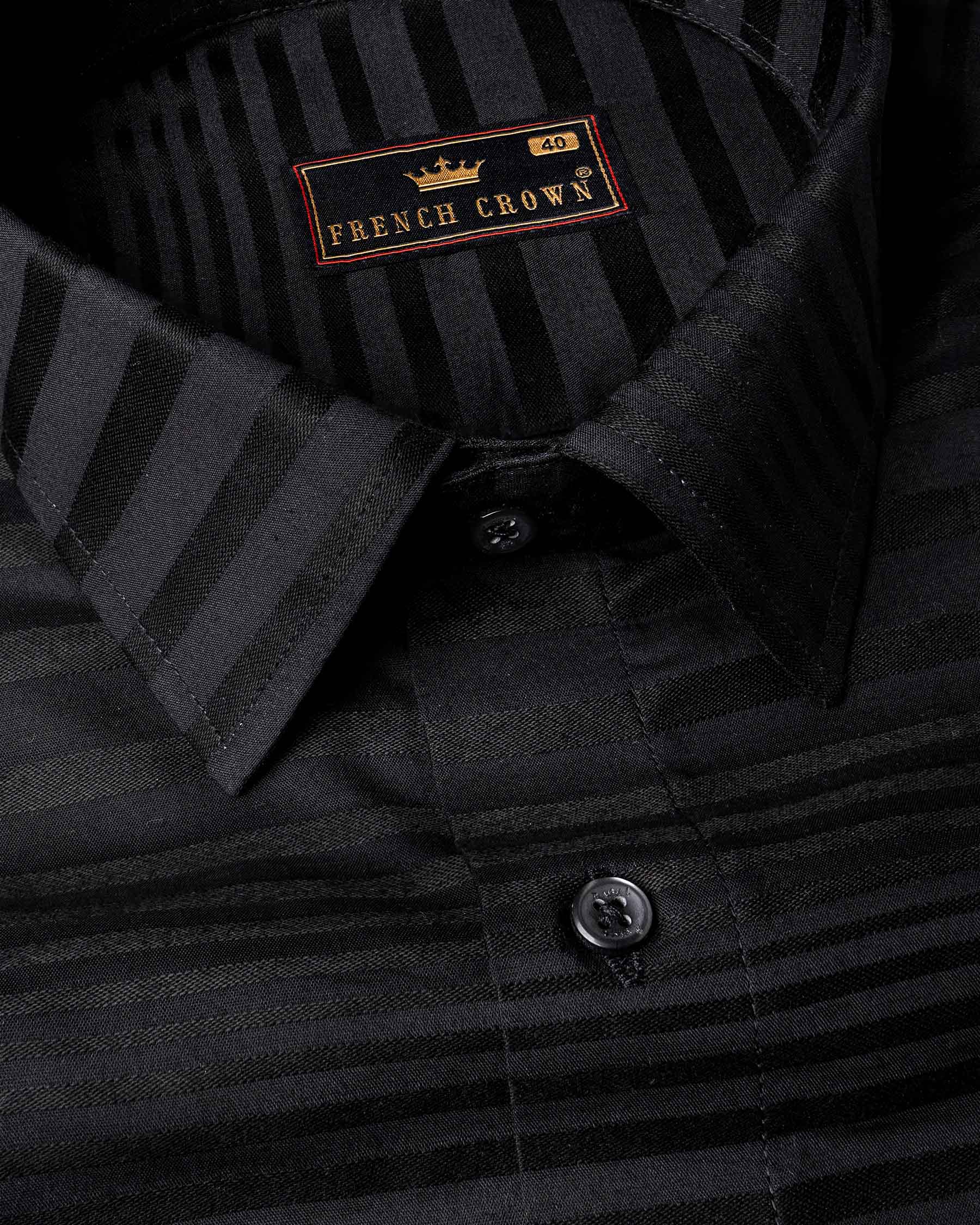 Jade Black Striped Dobby Textured Premium Giza Cotton Shirt 6437-BLK-38, 6437-BLK-H-38, 6437-BLK-39, 6437-BLK-H-39, 6437-BLK-40, 6437-BLK-H-40, 6437-BLK-42, 6437-BLK-H-42, 6437-BLK-44, 6437-BLK-H-44, 6437-BLK-46, 6437-BLK-H-46, 6437-BLK-48, 6437-BLK-H-48, 6437-BLK-50, 6437-BLK-H-50, 6437-BLK-52, 6437-BLK-H-52