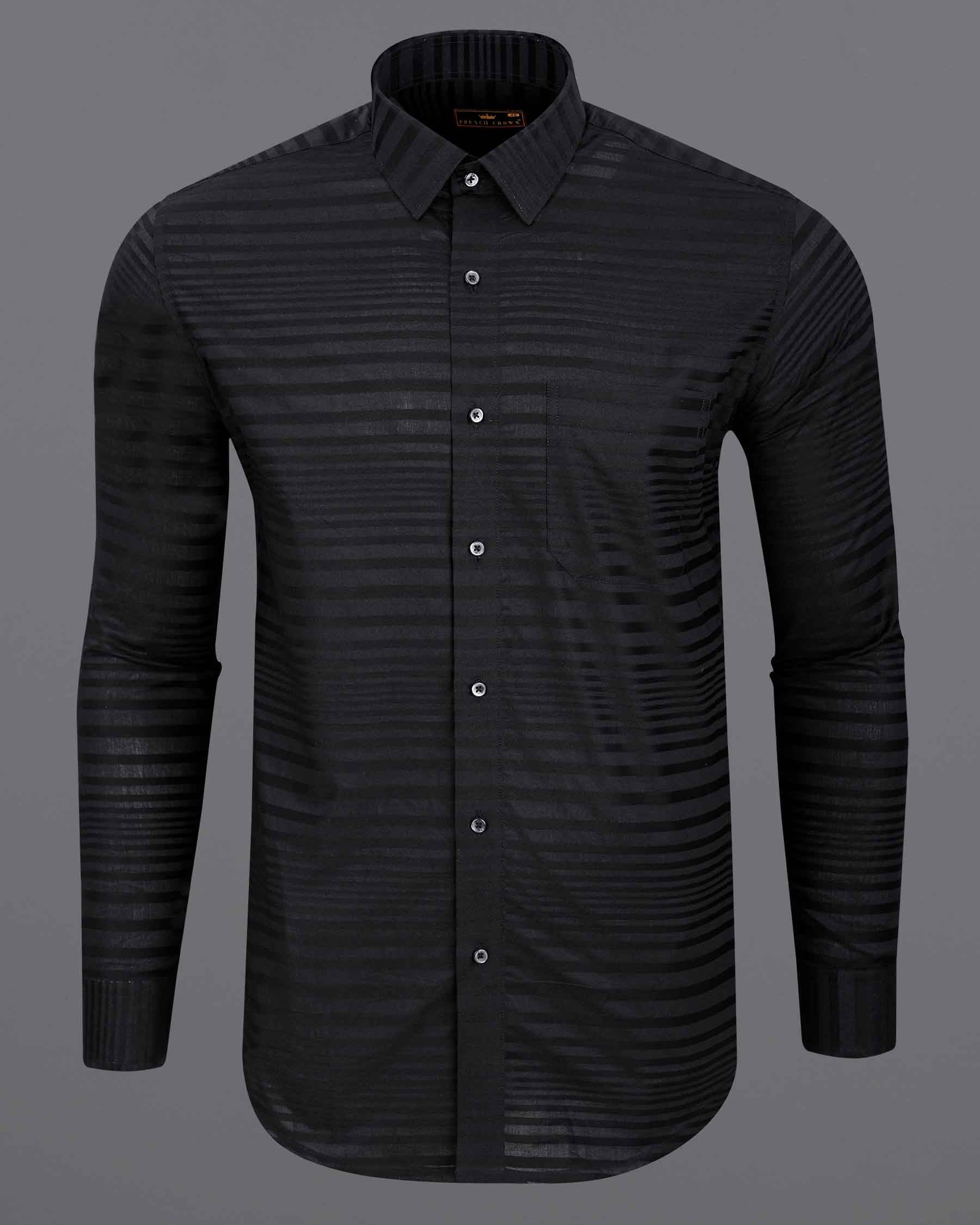 Jade Black Striped Dobby Textured Premium Giza Cotton Shirt 6437-BLK-38, 6437-BLK-H-38, 6437-BLK-39, 6437-BLK-H-39, 6437-BLK-40, 6437-BLK-H-40, 6437-BLK-42, 6437-BLK-H-42, 6437-BLK-44, 6437-BLK-H-44, 6437-BLK-46, 6437-BLK-H-46, 6437-BLK-48, 6437-BLK-H-48, 6437-BLK-50, 6437-BLK-H-50, 6437-BLK-52, 6437-BLK-H-52