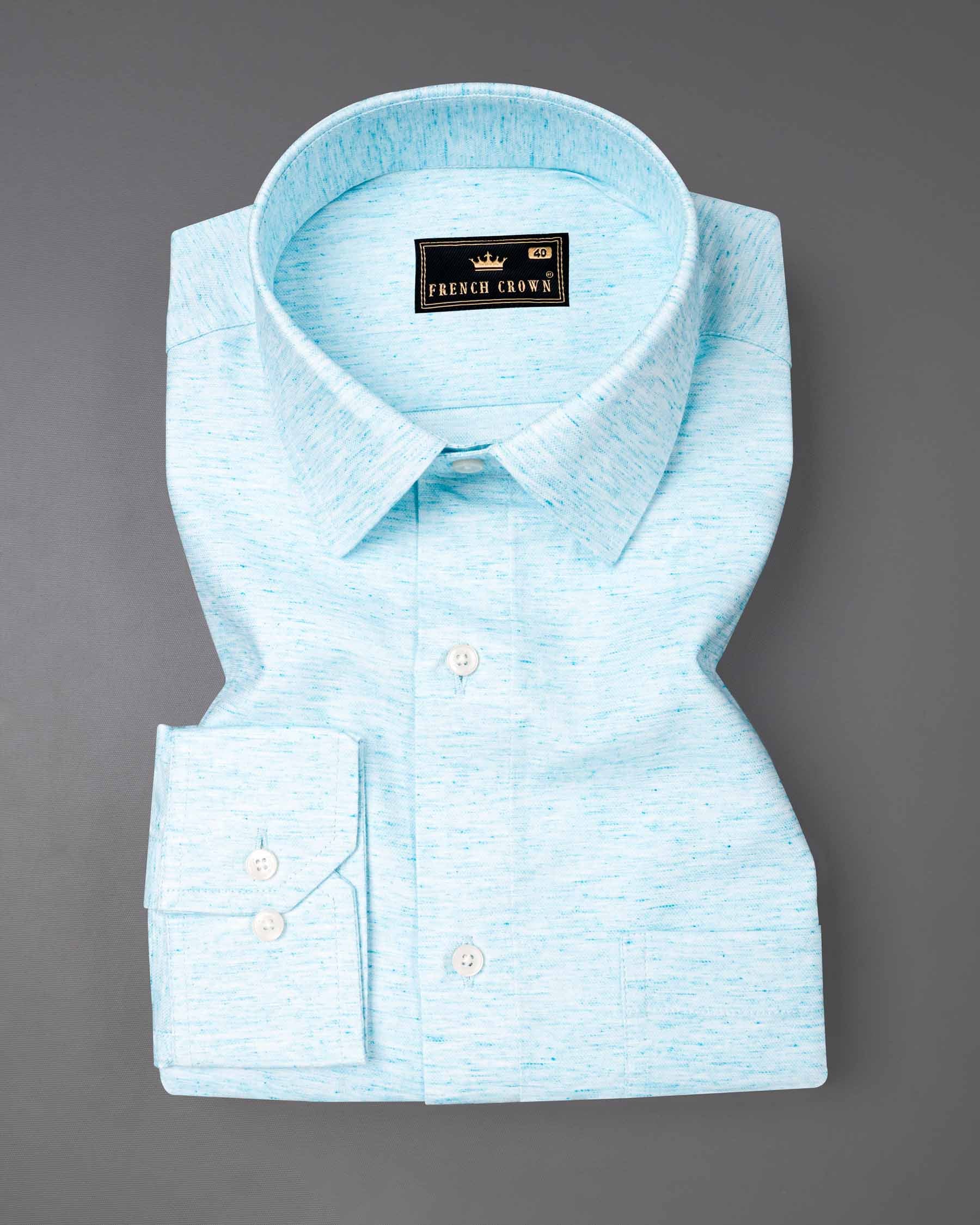 Morning Glory Blue Twill Textured Premium Cotton Shirt