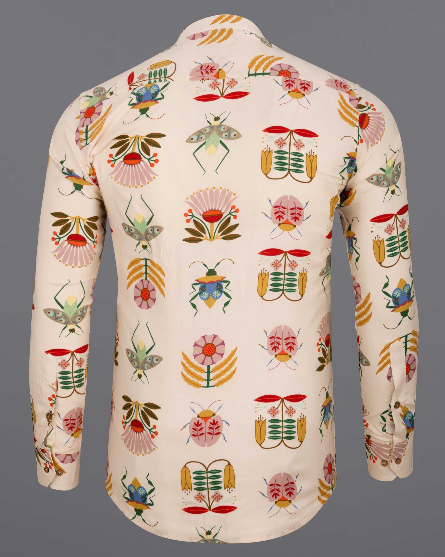 Brandy Beige Bugs and flowers Printed Super Soft Flannel Kurta Shirt  6457-KS-38, 6457-KS-H-38, 6457-KS-39, 6457-KS-H-39, 6457-KS-40, 6457-KS-H-40, 6457-KS-42, 6457-KS-H-42, 6457-KS-44, 6457-KS-H-44, 6457-KS-46, 6457-KS-H-46, 6457-KS-48, 6457-KS-H-48, 6457-KS-50, 6457-KS-H-50, 6457-KS-52, 6457-KS-H-52