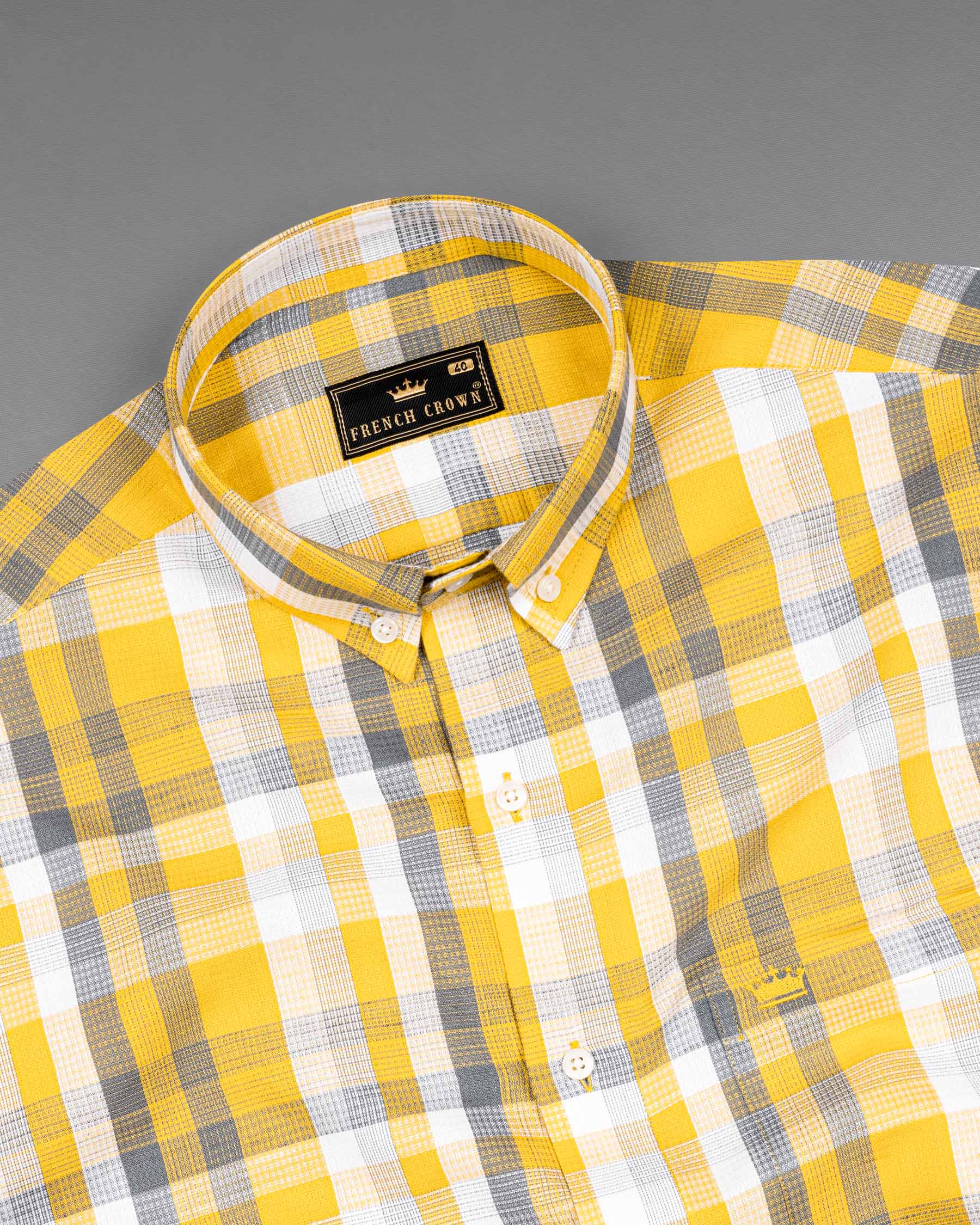 Sunglow Yellow with Shuttle Gray Twill Checkered Premium Cotton Shirt 6500-BD-38, 6500-BD-H-38, 6500-BD-39, 6500-BD-H-39, 6500-BD-40, 6500-BD-H-40, 6500-BD-42, 6500-BD-H-42, 6500-BD-44, 6500-BD-H-44, 6500-BD-46, 6500-BD-H-46, 6500-BD-48, 6500-BD-H-48, 6500-BD-50, 6500-BD-H-50, 6500-BD-52, 6500-BD-H-52