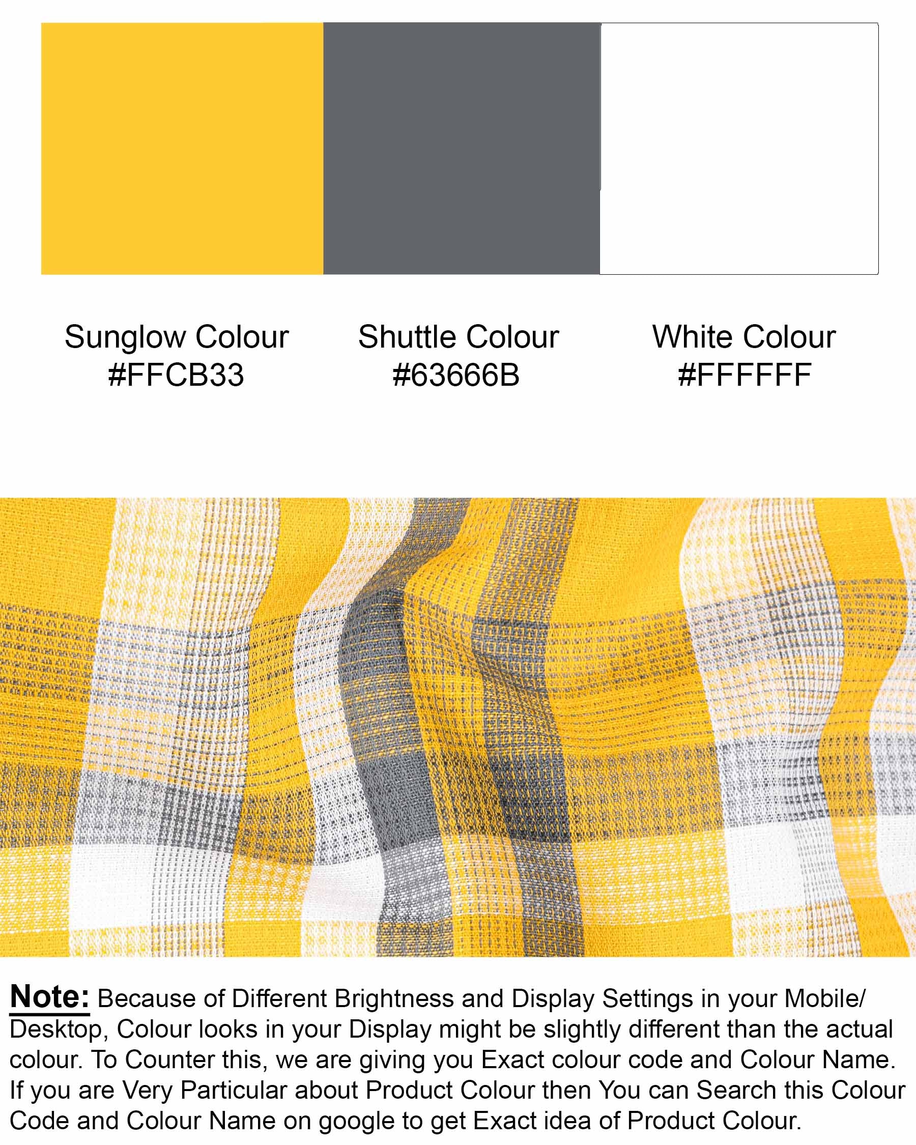 Sunglow Yellow with Shuttle Gray Twill Checkered Premium Cotton Shirt 6500-BD-38, 6500-BD-H-38, 6500-BD-39, 6500-BD-H-39, 6500-BD-40, 6500-BD-H-40, 6500-BD-42, 6500-BD-H-42, 6500-BD-44, 6500-BD-H-44, 6500-BD-46, 6500-BD-H-46, 6500-BD-48, 6500-BD-H-48, 6500-BD-50, 6500-BD-H-50, 6500-BD-52, 6500-BD-H-52