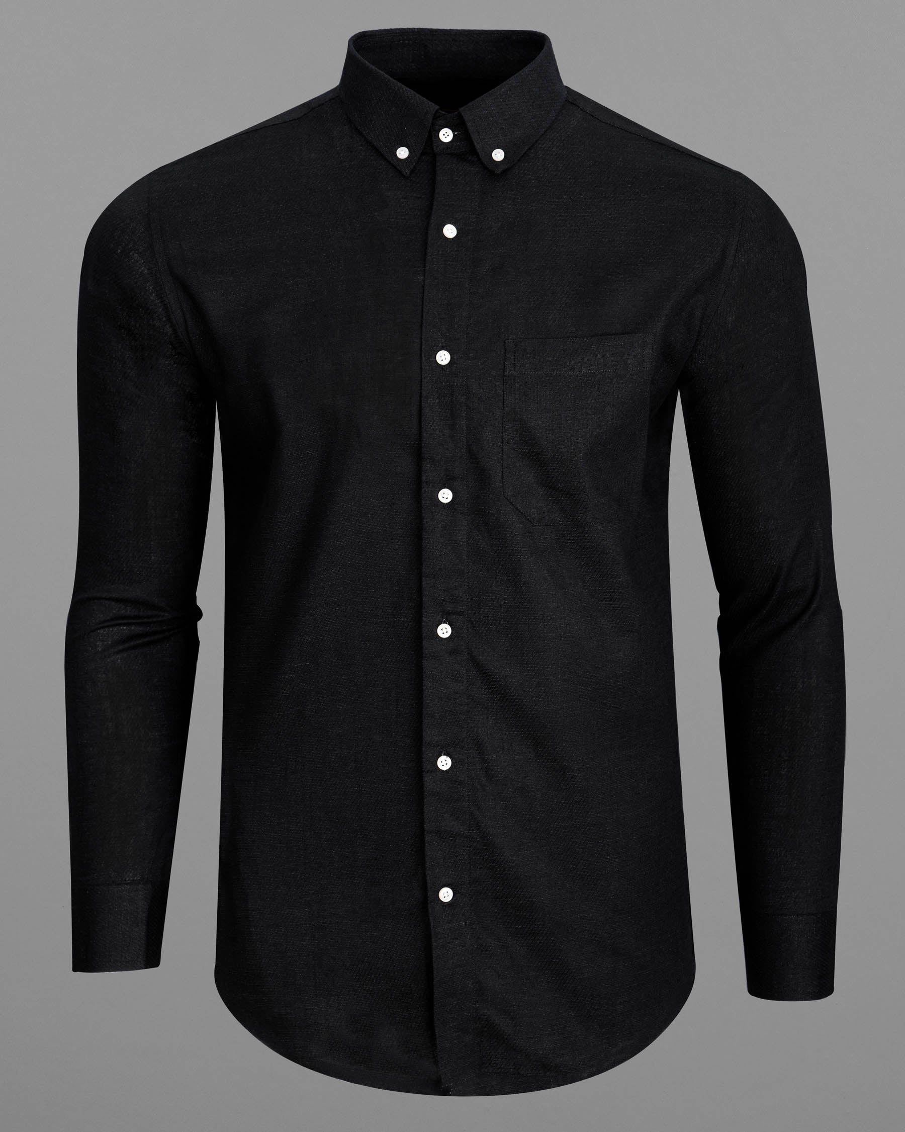 Zeus Black Heavyweight Luxurious Linen Shirt
