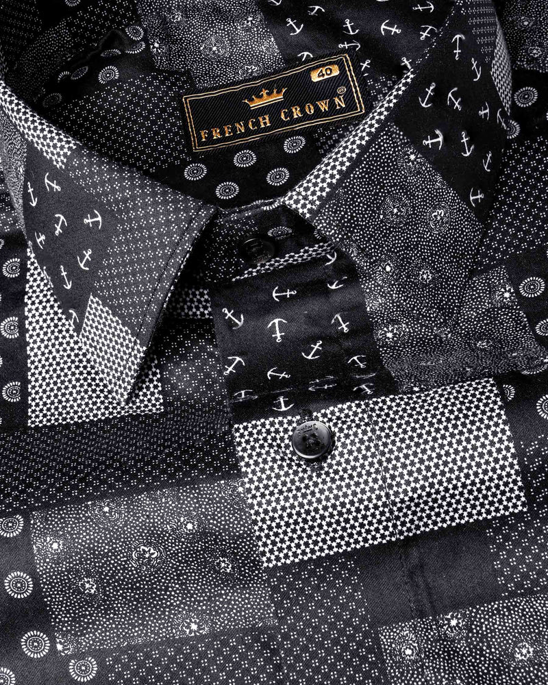 Jade Black and White Quirky Printed Super Soft Premium Cotton Shirt