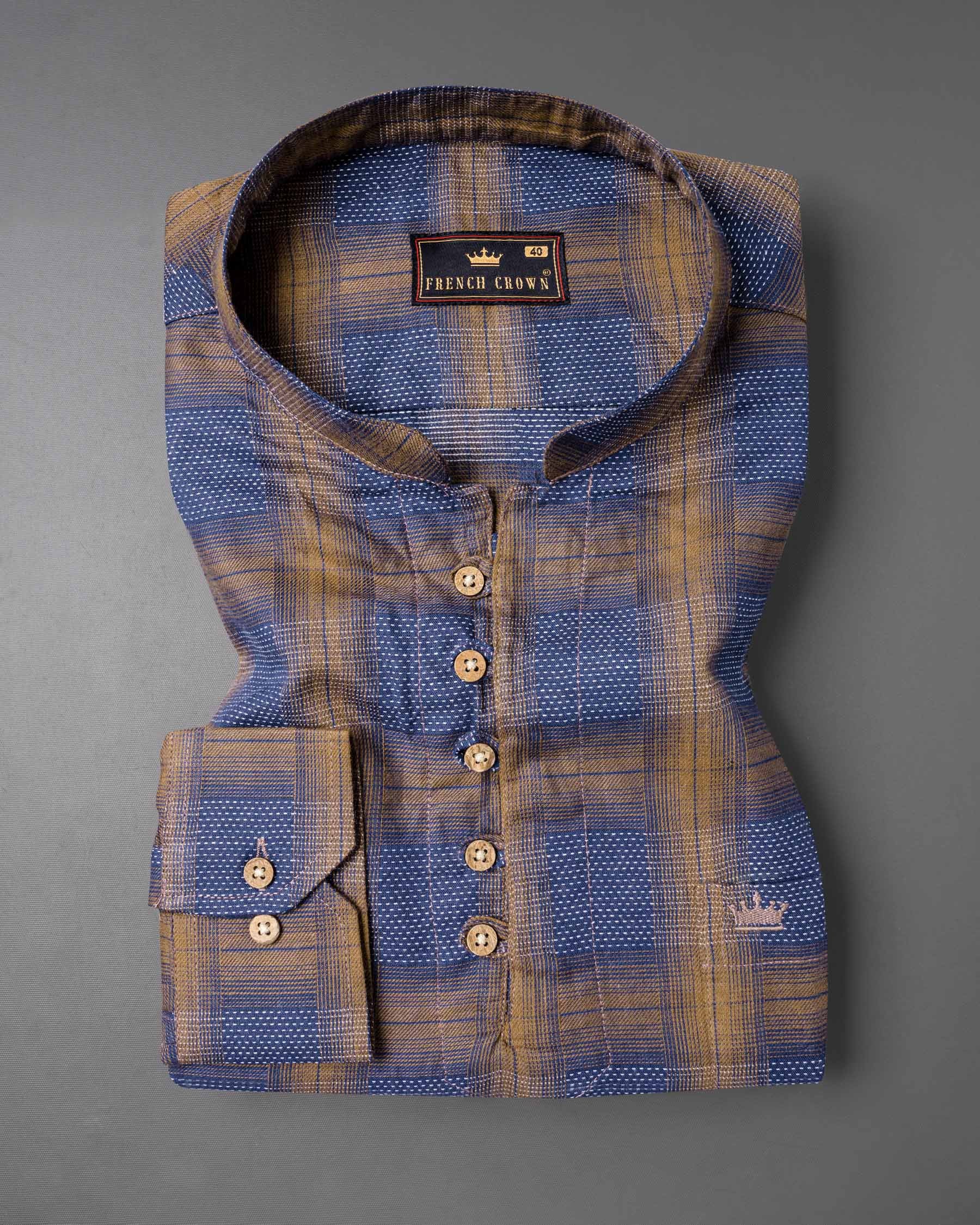 Shiraz Brown with Rhino Blue Windowpane Dobby Premium Giza Cotton Kurta Shirt 6570-KS-38,6570-KS-H-38,6570-KS-39,6570-KS-H-39,6570-KS-40,6570-KS-H-40,6570-KS-42,6570-KS-H-42,6570-KS-44,6570-KS-H-44,6570-KS-46,6570-KS-H-46,6570-KS-48,6570-KS-H-48,6570-KS-50,6570-KS-H-50,6570-KS-52,6570-KS-H-52