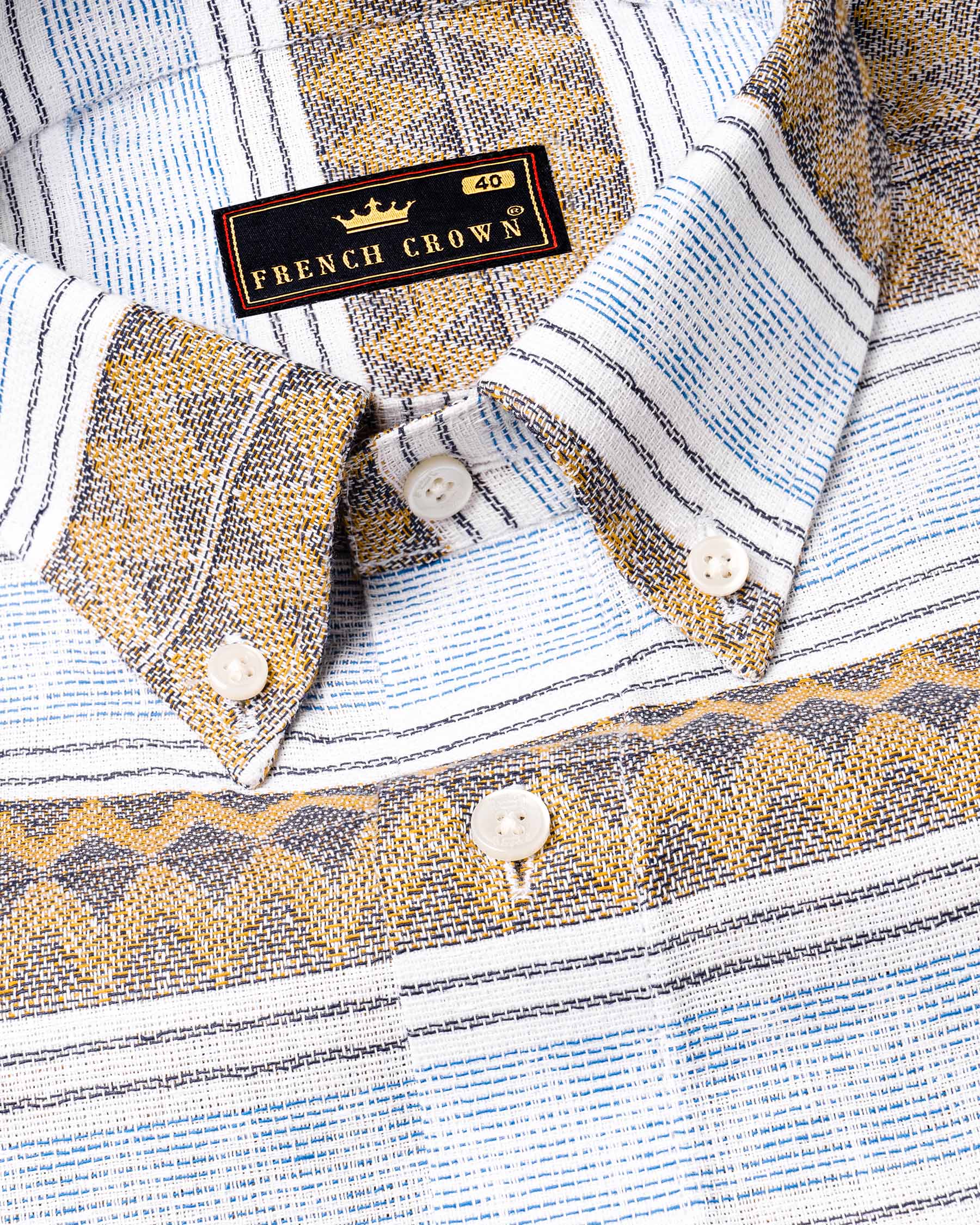 Bright White with Brown Dobby Textured Premium Cotton Overshirt 6578-BD-38,6578-BD-38,6578-BD-39,6578-BD-39,6578-BD-40,6578-BD-40,6578-BD-42,6578-BD-42,6578-BD-44,6578-BD-44,6578-BD-46,6578-BD-46,6578-BD-48,6578-BD-48,6578-BD-50,6578-BD-50,6578-BD-52,6578-BD-52