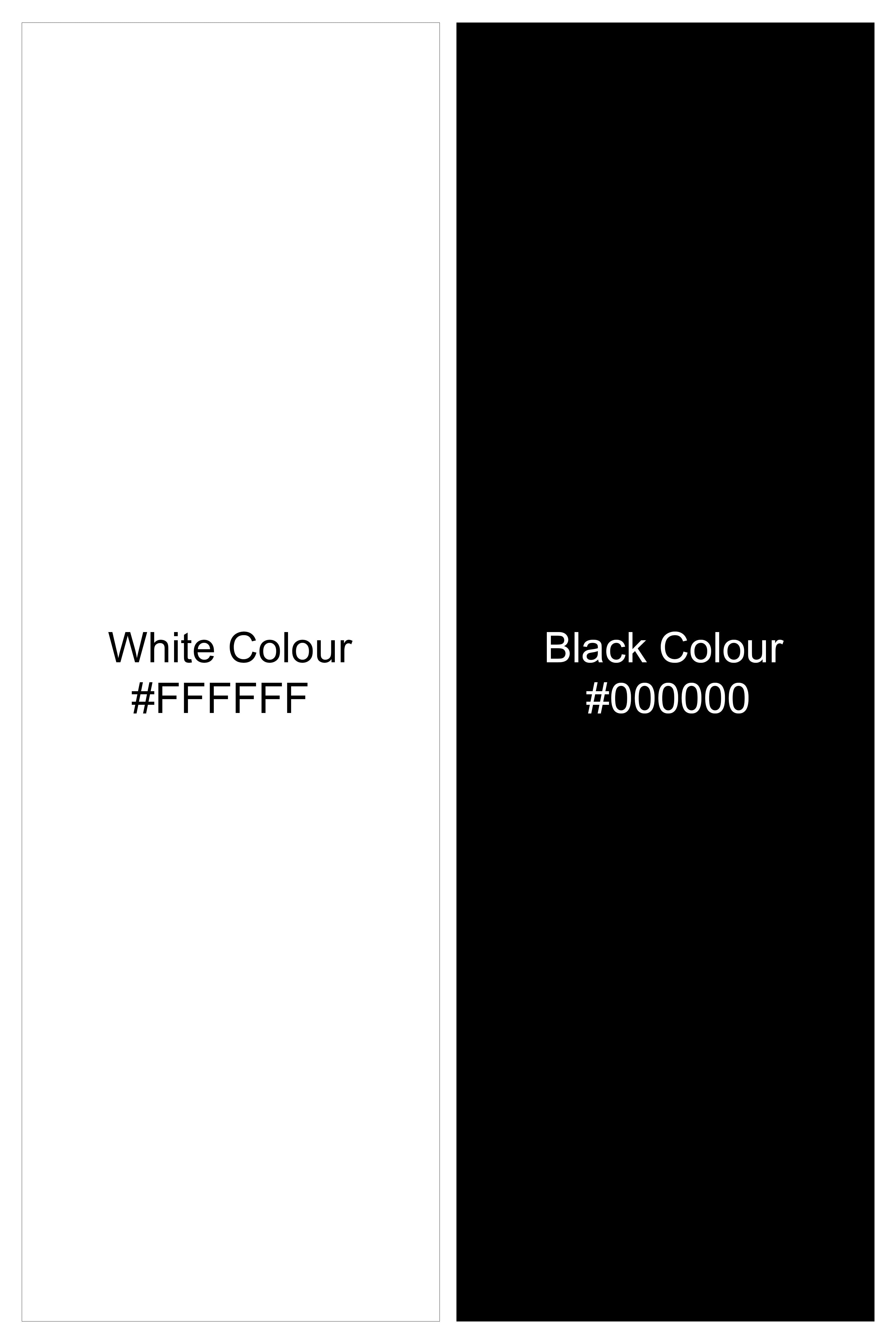 Bright White and Black Funky Printed Premium Cotton Designer Shirt