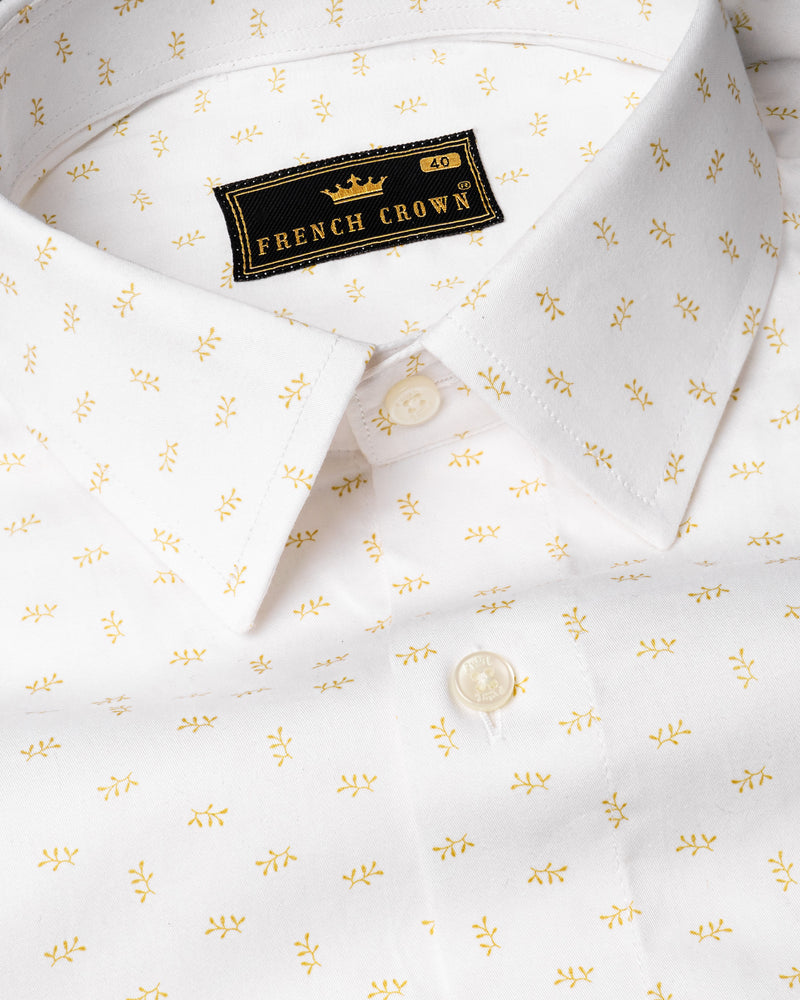 Bright White Leaves Printed Super S0oft Premium Cotton Shirt 6731-38,6731-38,6731-39,6731-39,6731-40,6731-40,6731-42,6731-42,6731-44,6731-44,6731-46,6731-46,6731-48,6731-48,6731-50,6731-50,6731-52,6731-52