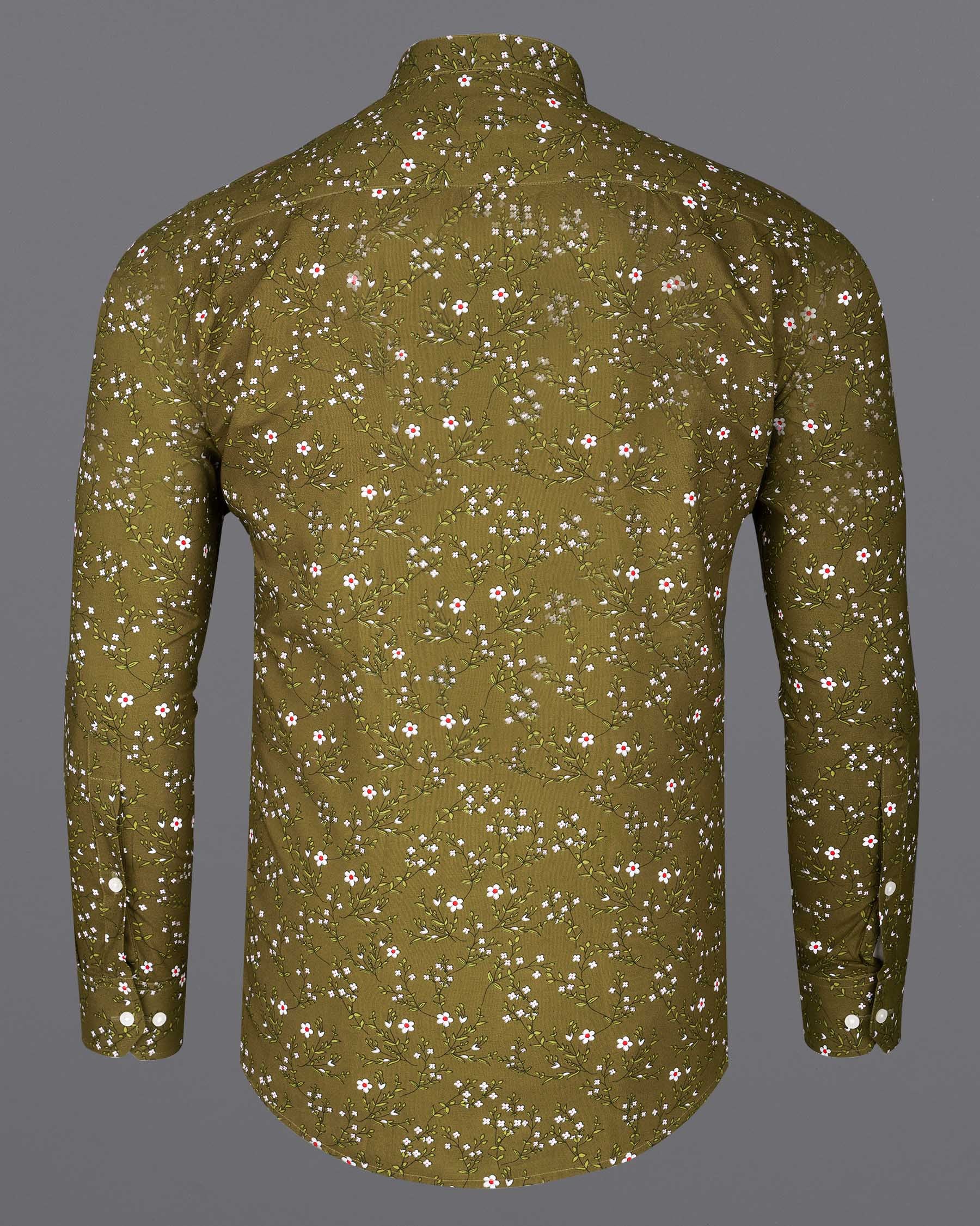 Pesto Green Floral Printed Premium Tencel Shirt 6763-M-38,6763-M-38,6763-M-39,6763-M-39,6763-M-40,6763-M-40,6763-M-42,6763-M-42,6763-M-44,6763-M-44,6763-M-46,6763-M-46,6763-M-48,6763-M-48,6763-M-50,6763-M-50,6763-M-52,6763-M-52