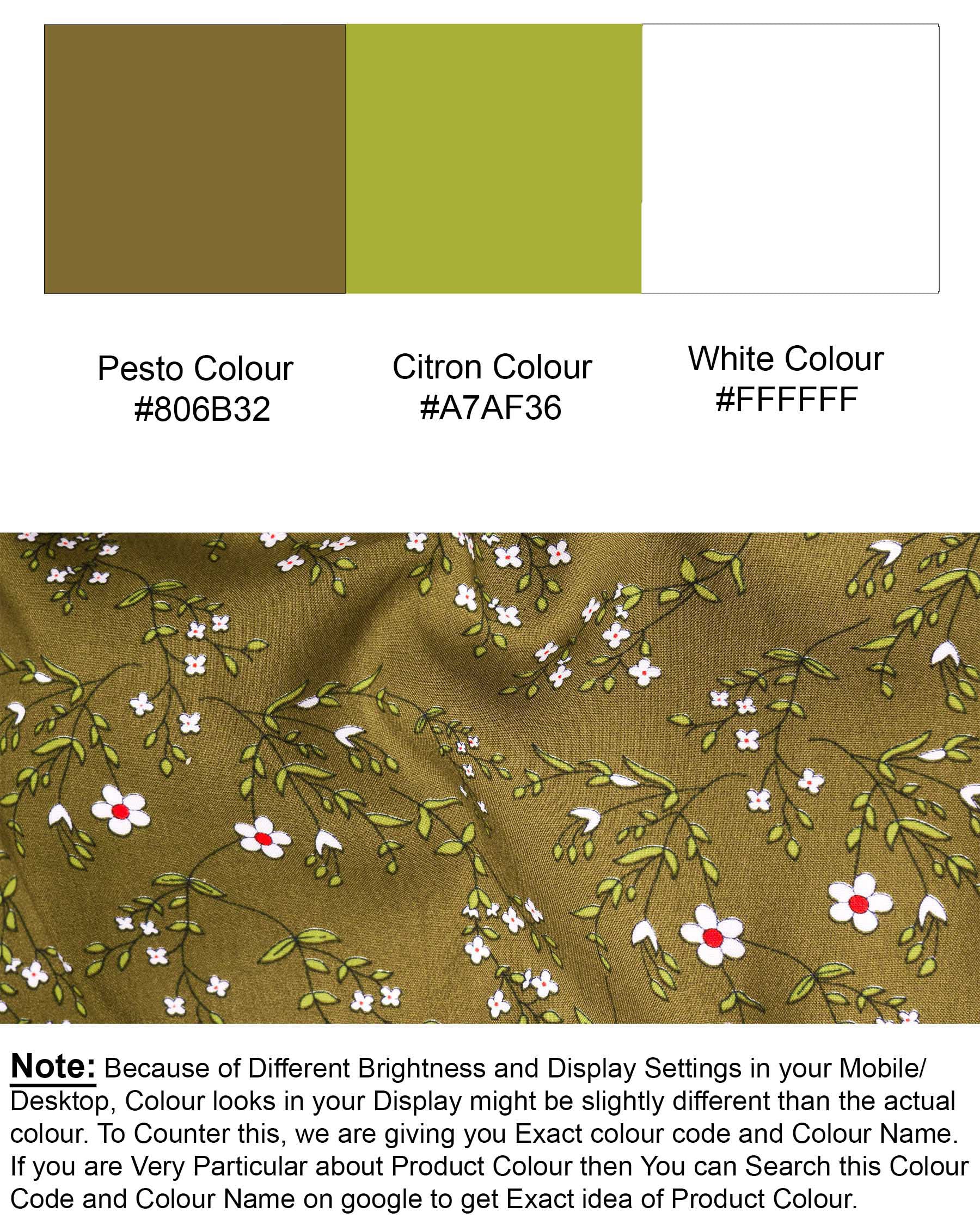 Pesto Green Floral Printed Premium Tencel Shirt 6763-M-38,6763-M-38,6763-M-39,6763-M-39,6763-M-40,6763-M-40,6763-M-42,6763-M-42,6763-M-44,6763-M-44,6763-M-46,6763-M-46,6763-M-48,6763-M-48,6763-M-50,6763-M-50,6763-M-52,6763-M-52