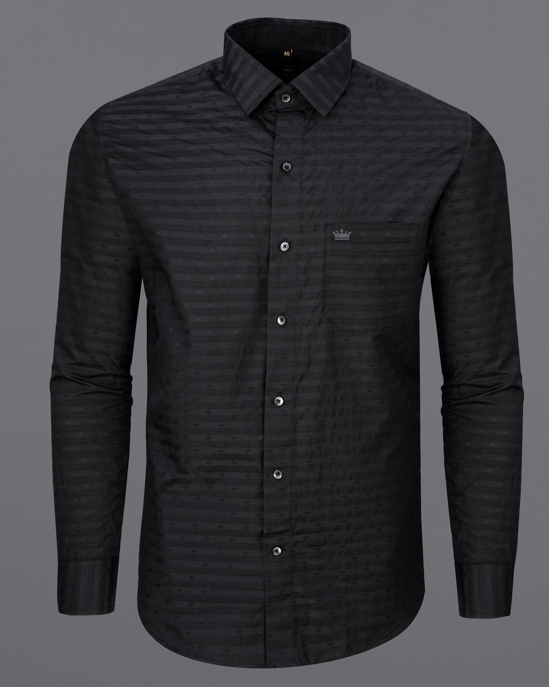 Jade Black Dobby Textured Premium Giza Cotton Shirt