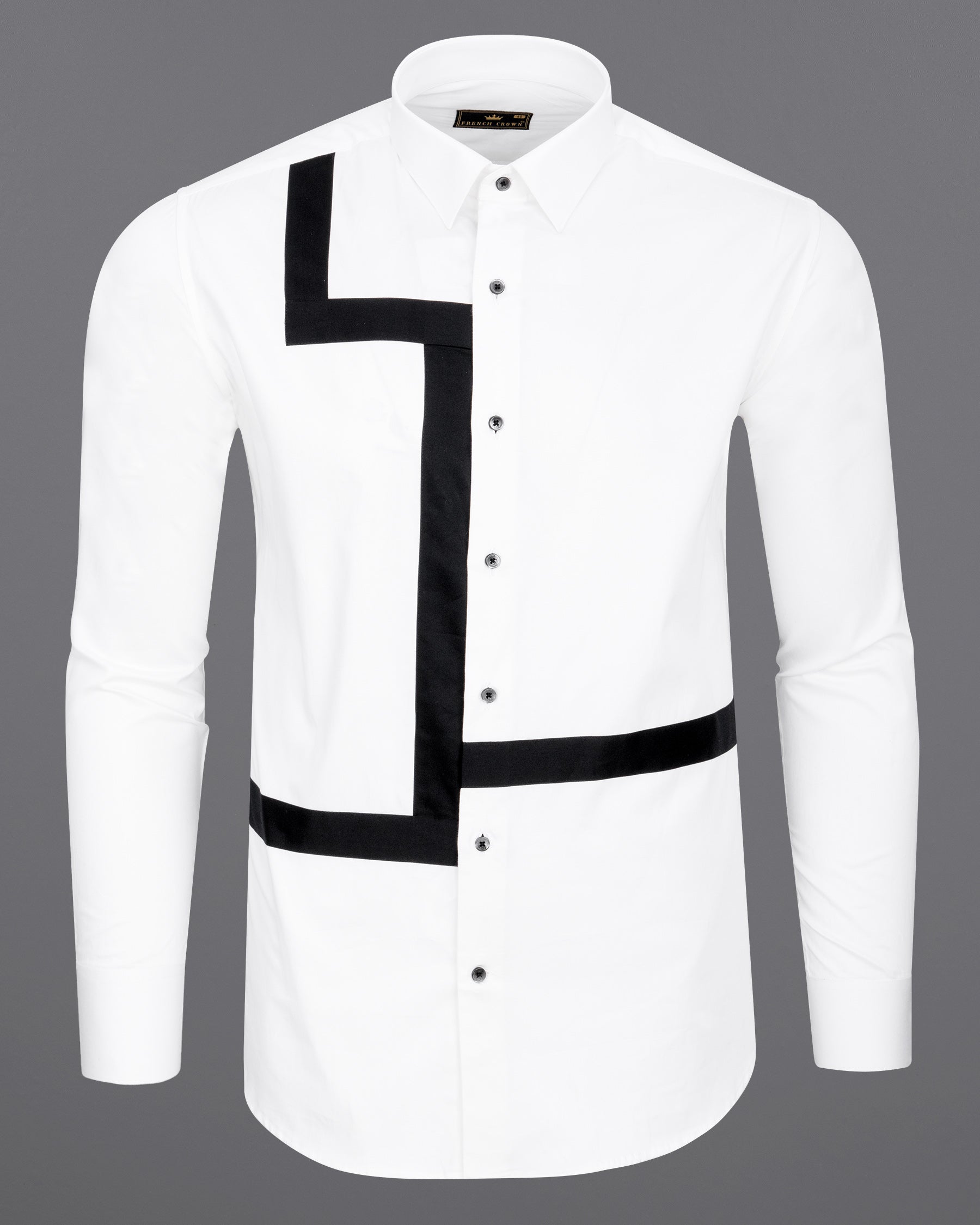 Bright White with Black Casual Plain-Solid Premium Cotton Shirt for Men - Snitch Shirts 15in / 38cm / Xs / Half / Short Sleeves Bright White with Black Casual Plain-Solid Premium Cotton Shirt for Men - Snitch Shirts 15in / 38cm / Xs / Half / Short Sleeves