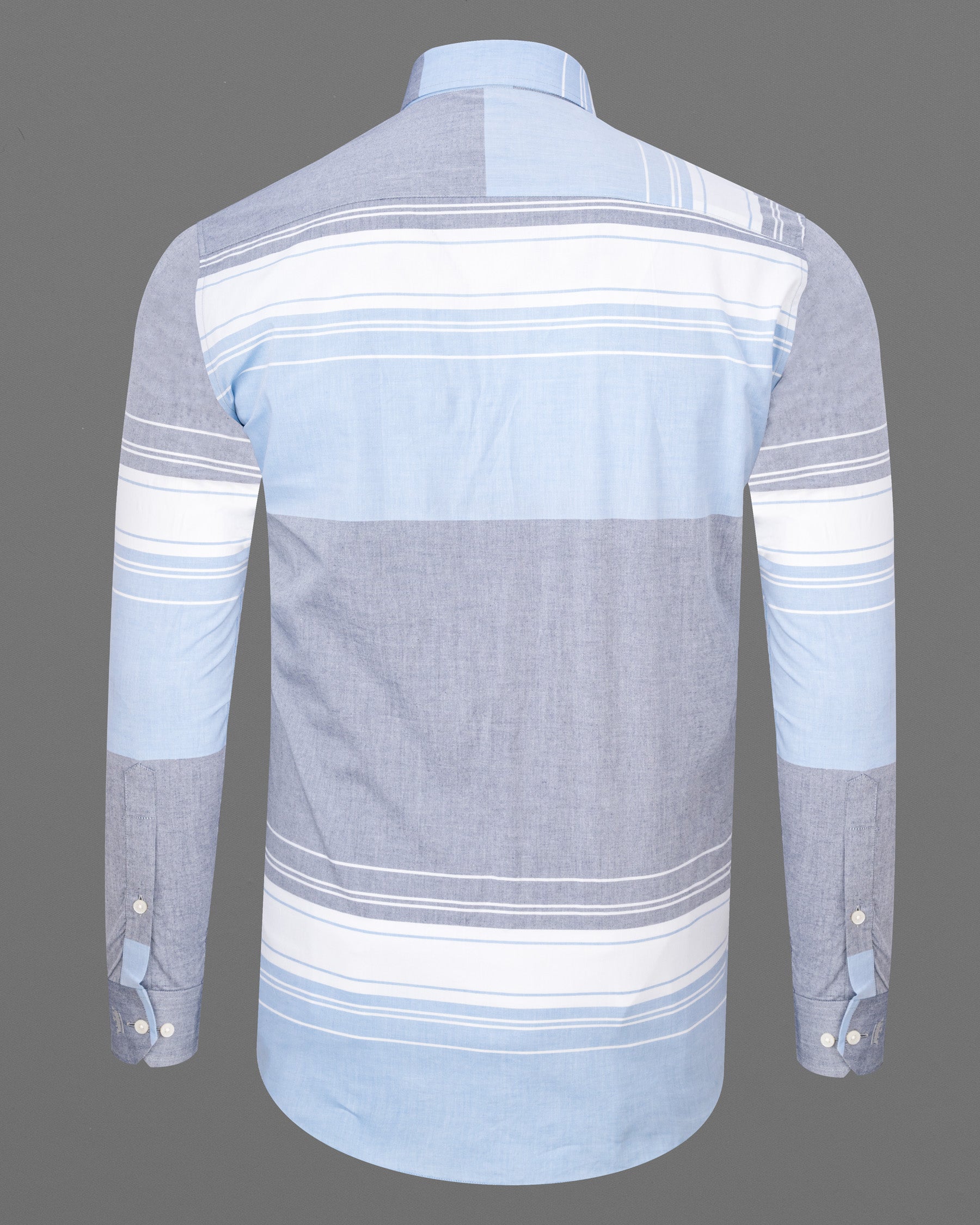 Amethyst Grey and White Striped Premium Cotton Shirt