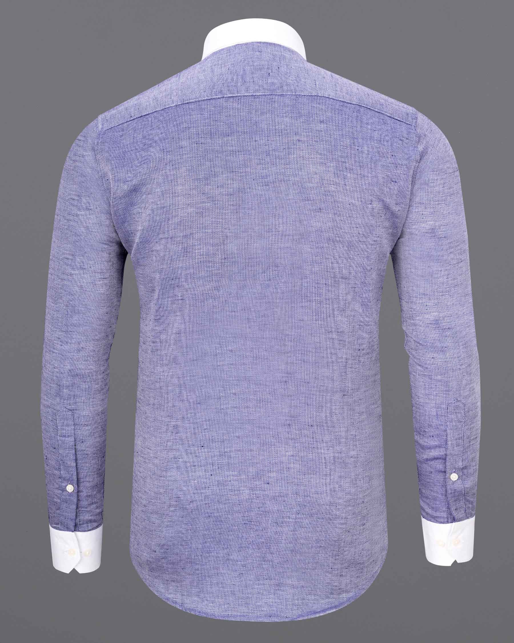 Deluge Blue with White Collar Luxurious Linen Shirt