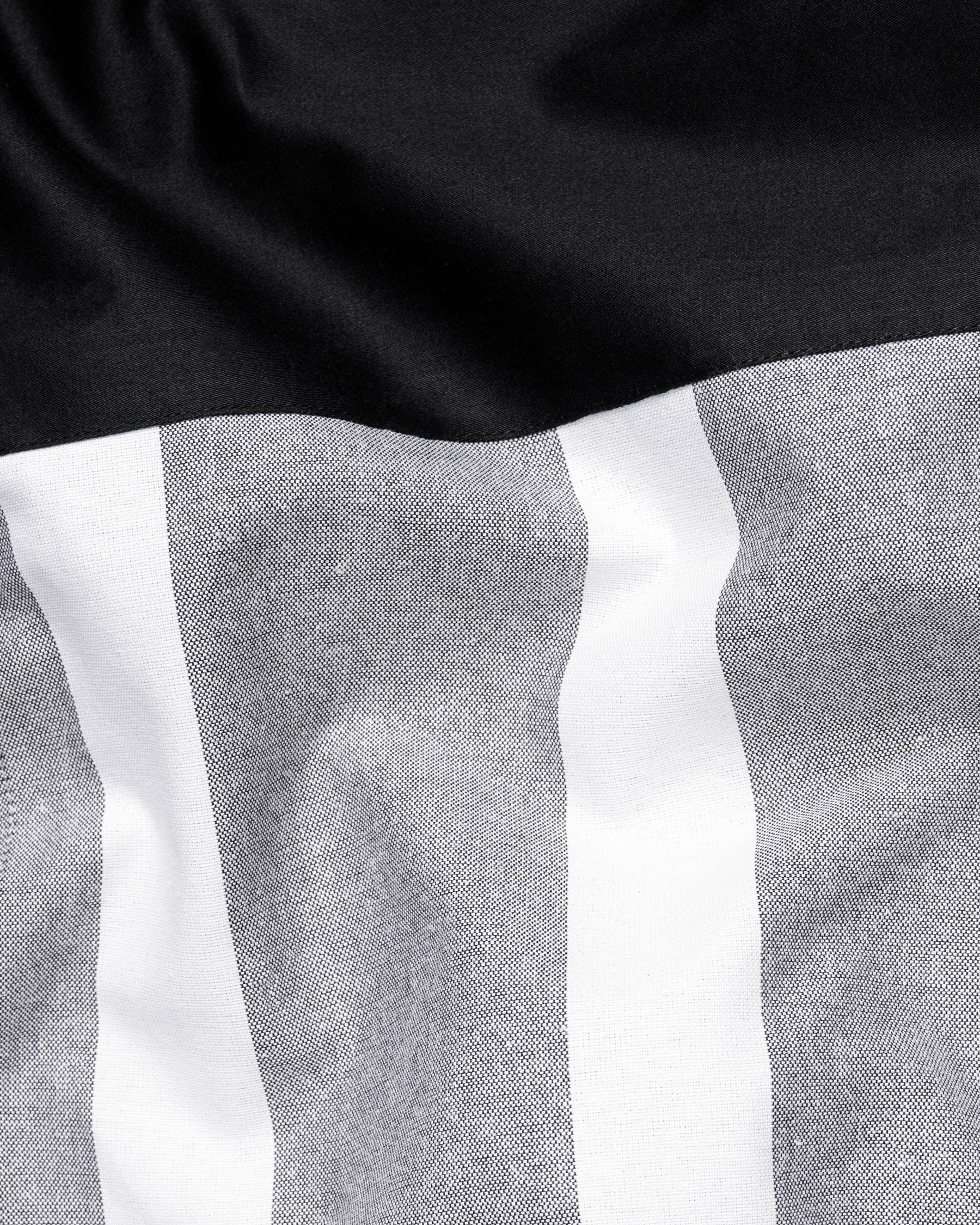 Jade Black and Languid Gray Striped Super Soft Premium Cotton Shirt