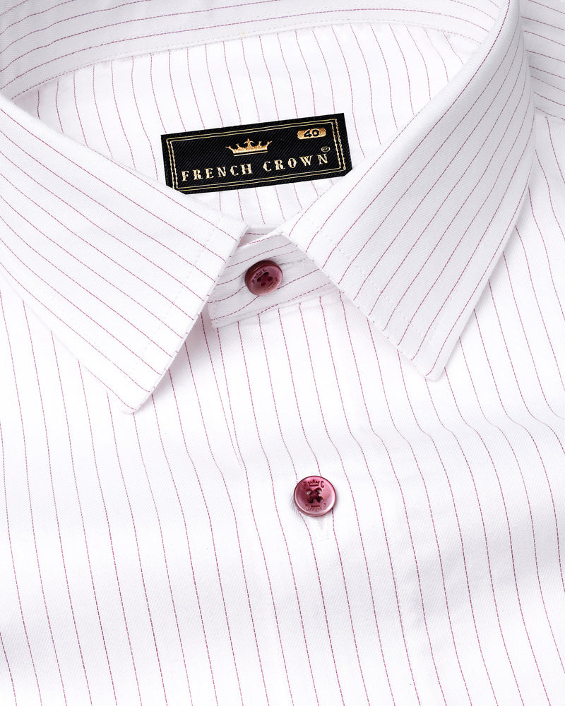 Catskill White With Thistle Striped Twill Premium Cotton Shirt