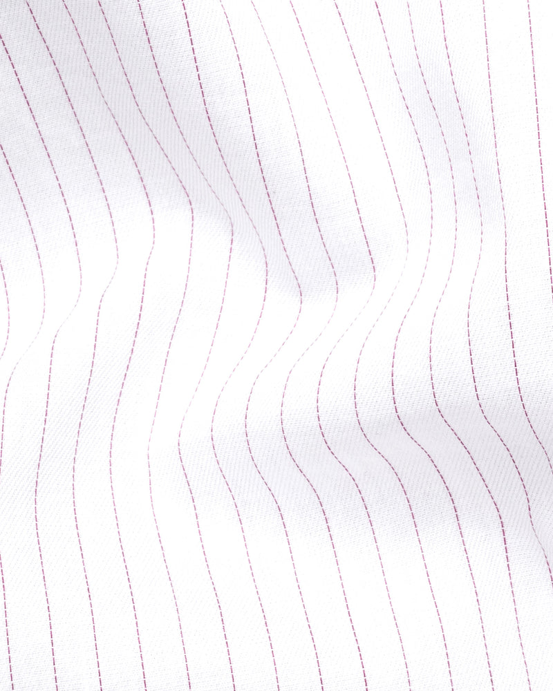 Catskill White With Thistle Striped Twill Premium Cotton Shirt