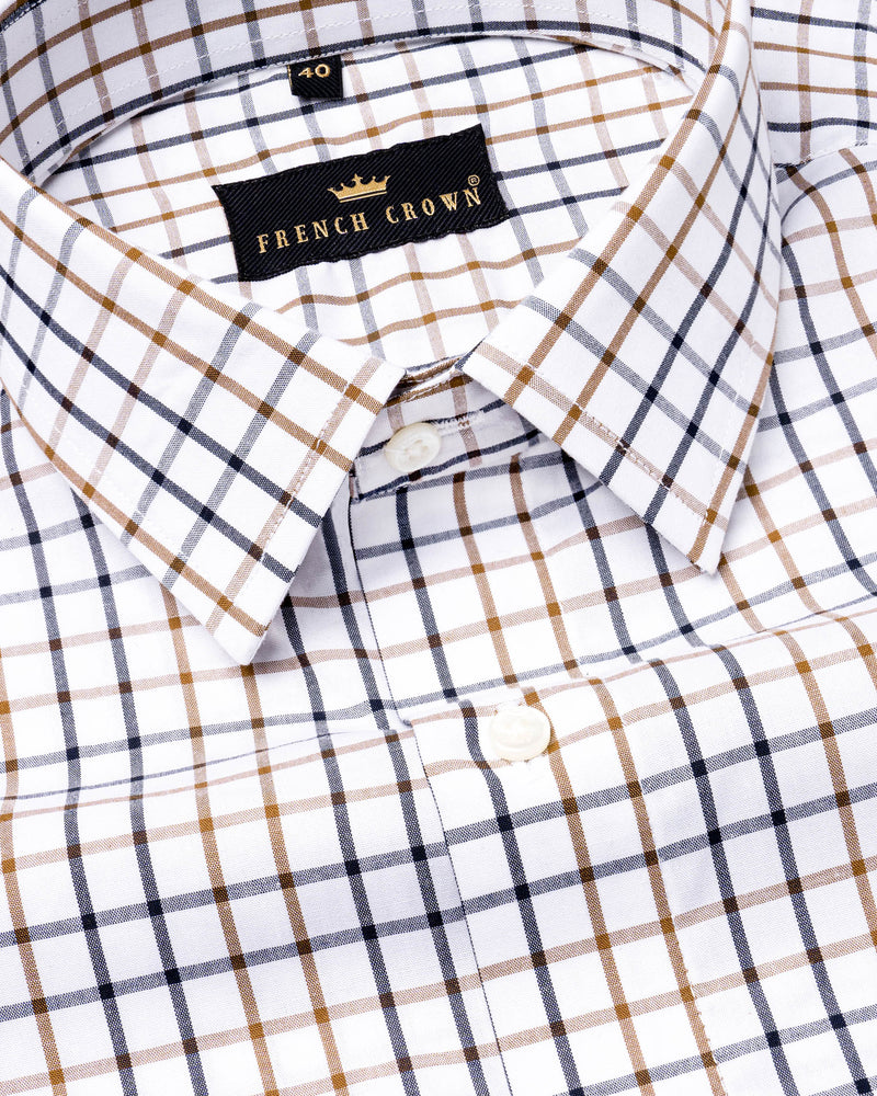 Bright White and Potters Brown Checkered Premium Cotton Shirt 6896-38,6896-38,6896-39,6896-39,6896-40,6896-40,6896-42,6896-42,6896-44,6896-44,6896-46,6896-46,6896-48,6896-48,6896-50,6896-50,6896-52,6896-52