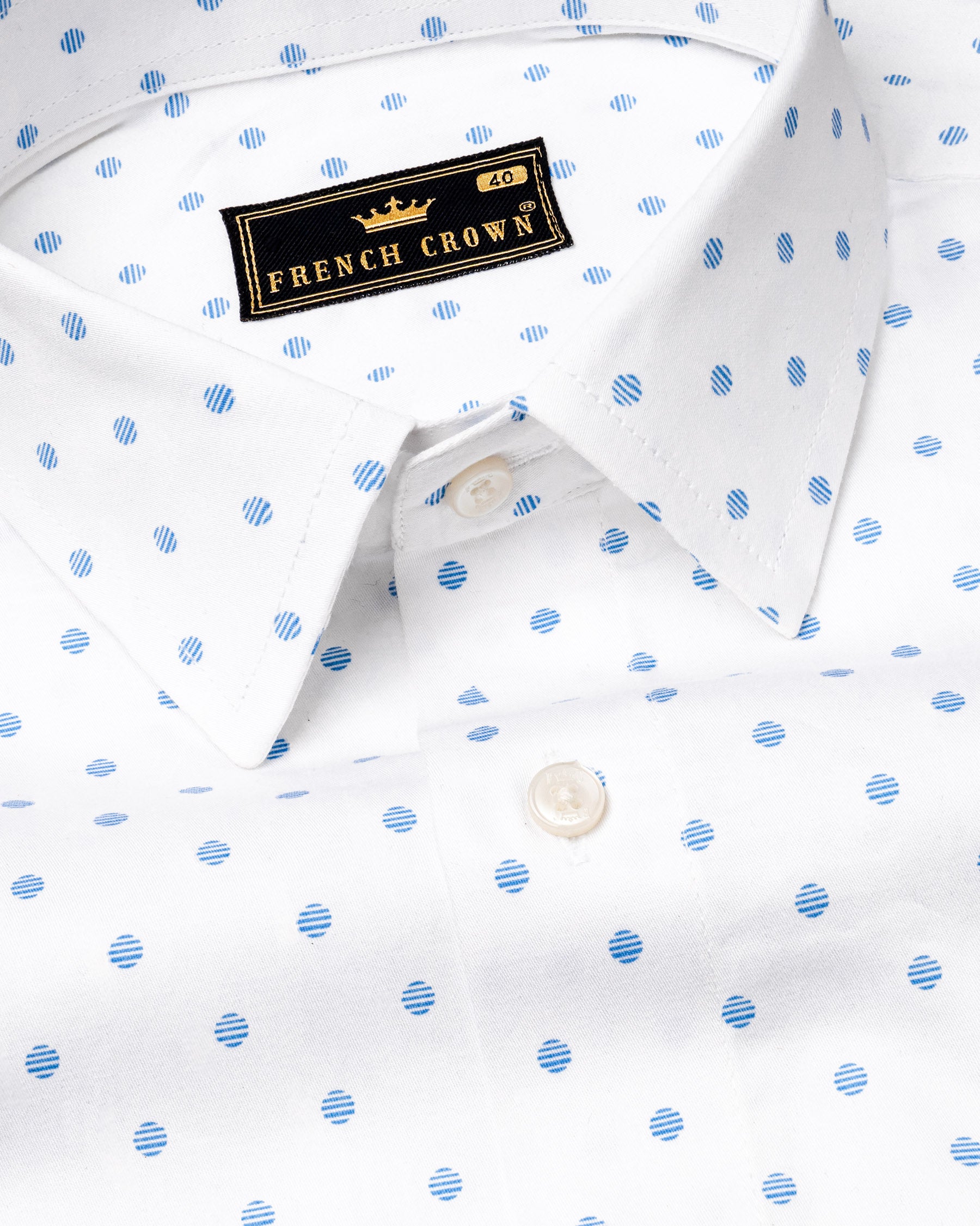 Bright White and Picton Blue Dotted Super Soft Premium Cotton Shirt 6978-38,6978-38,6978-39,6978-39,6978-40,6978-40,6978-42,6978-42,6978-44,6978-44,6978-46,6978-46,6978-48,6978-48,6978-50,6978-50,6978-52,6978-52