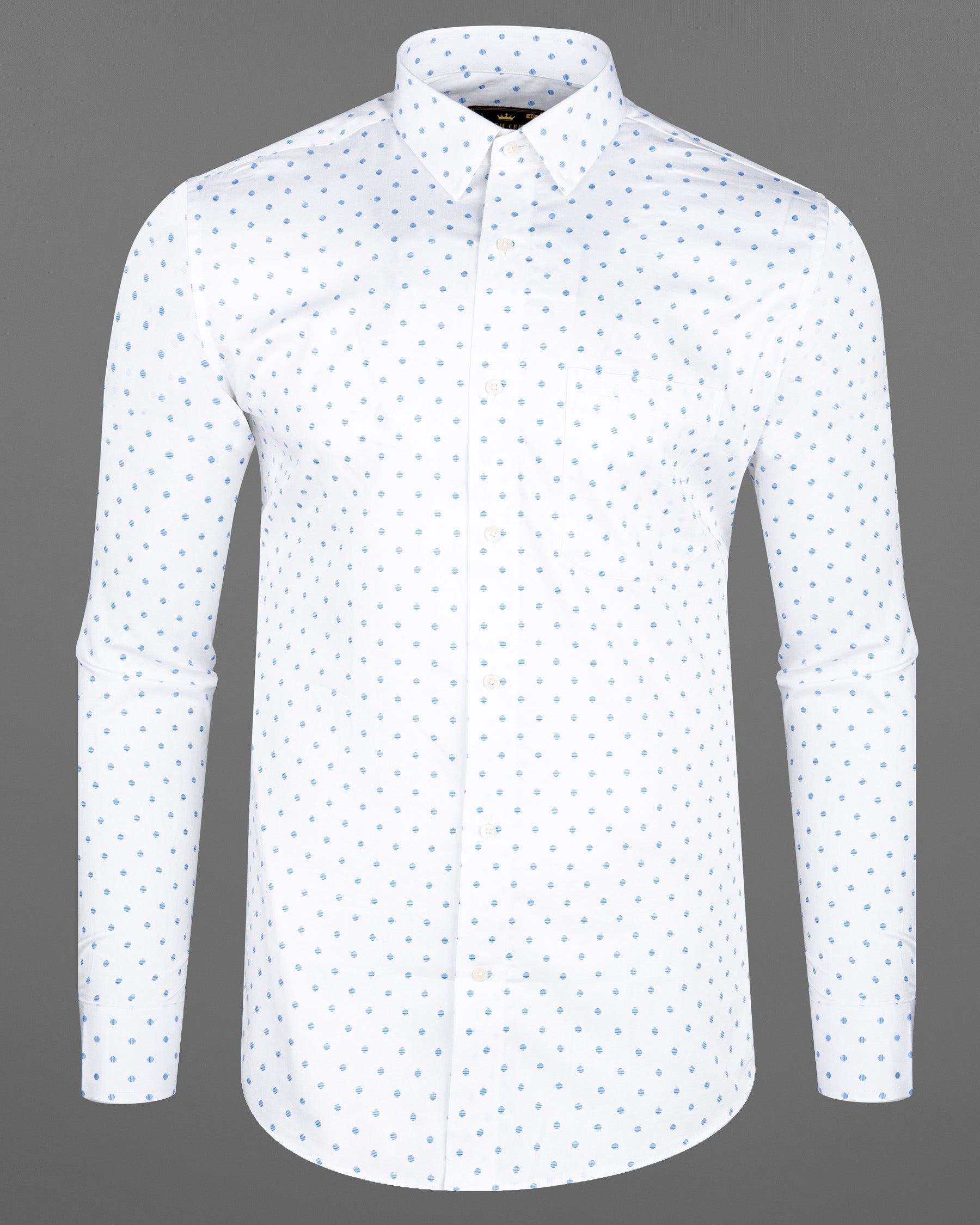 Bright White and Picton Blue Dotted Super Soft Premium Cotton Shirt 6978-38,6978-38,6978-39,6978-39,6978-40,6978-40,6978-42,6978-42,6978-44,6978-44,6978-46,6978-46,6978-48,6978-48,6978-50,6978-50,6978-52,6978-52